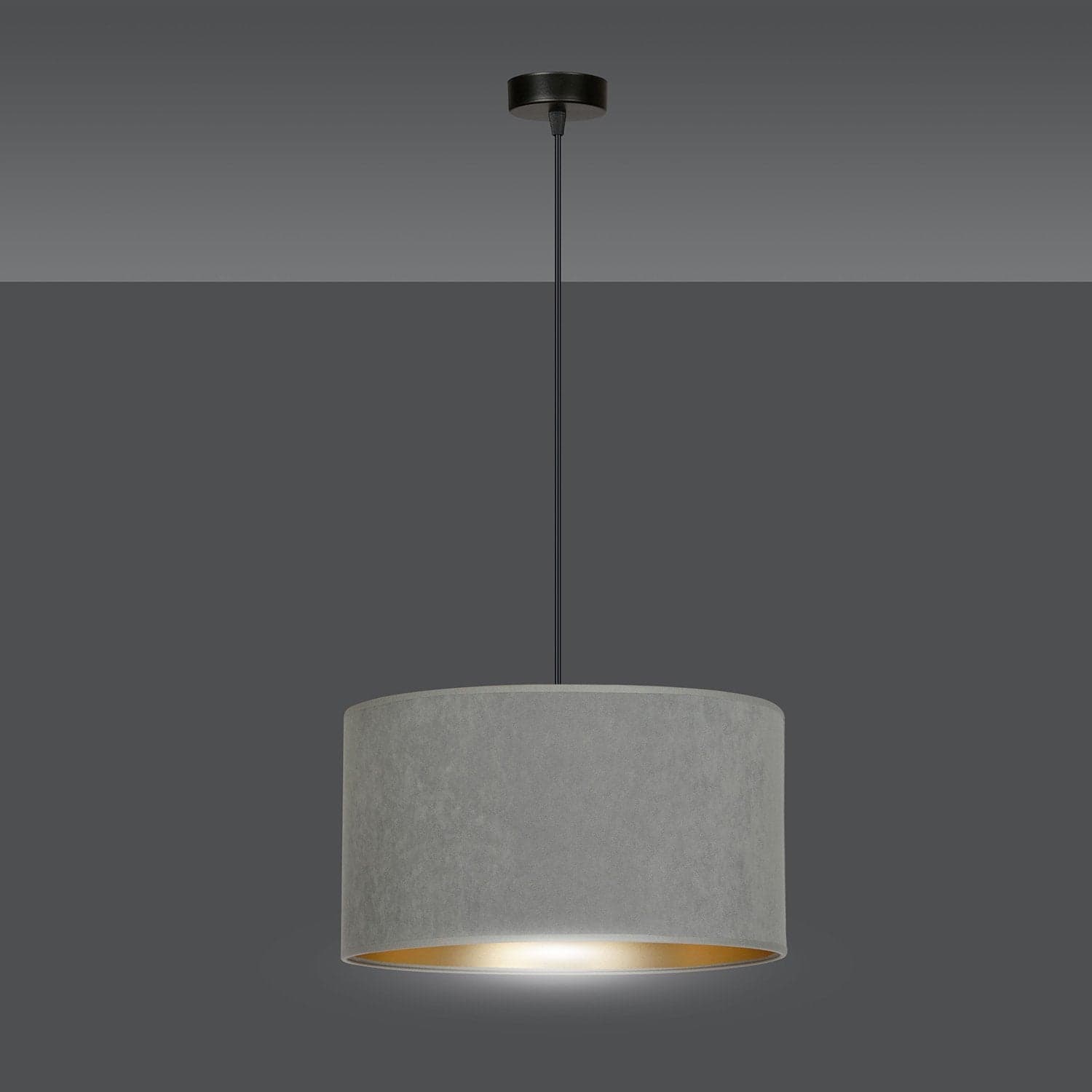 Sospensione 1 Luce Hilde In Acciaio Nero E Paralume In Tessuto Grigio in Lampade a sospensione LuceArt - Montecorvino Pugliano, commercioVirtuoso.it