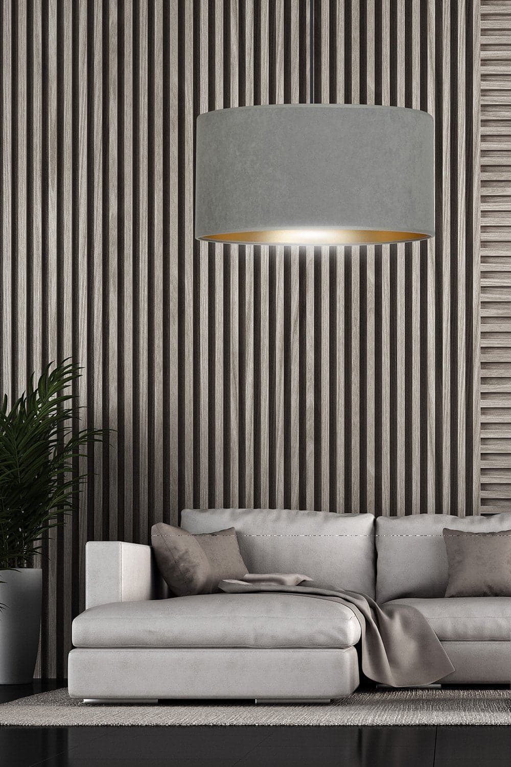 Sospensione 1 Luce Hilde In Acciaio Nero E Paralume In Tessuto Grigio in Lampade a sospensione LuceArt - Montecorvino Pugliano, commercioVirtuoso.it
