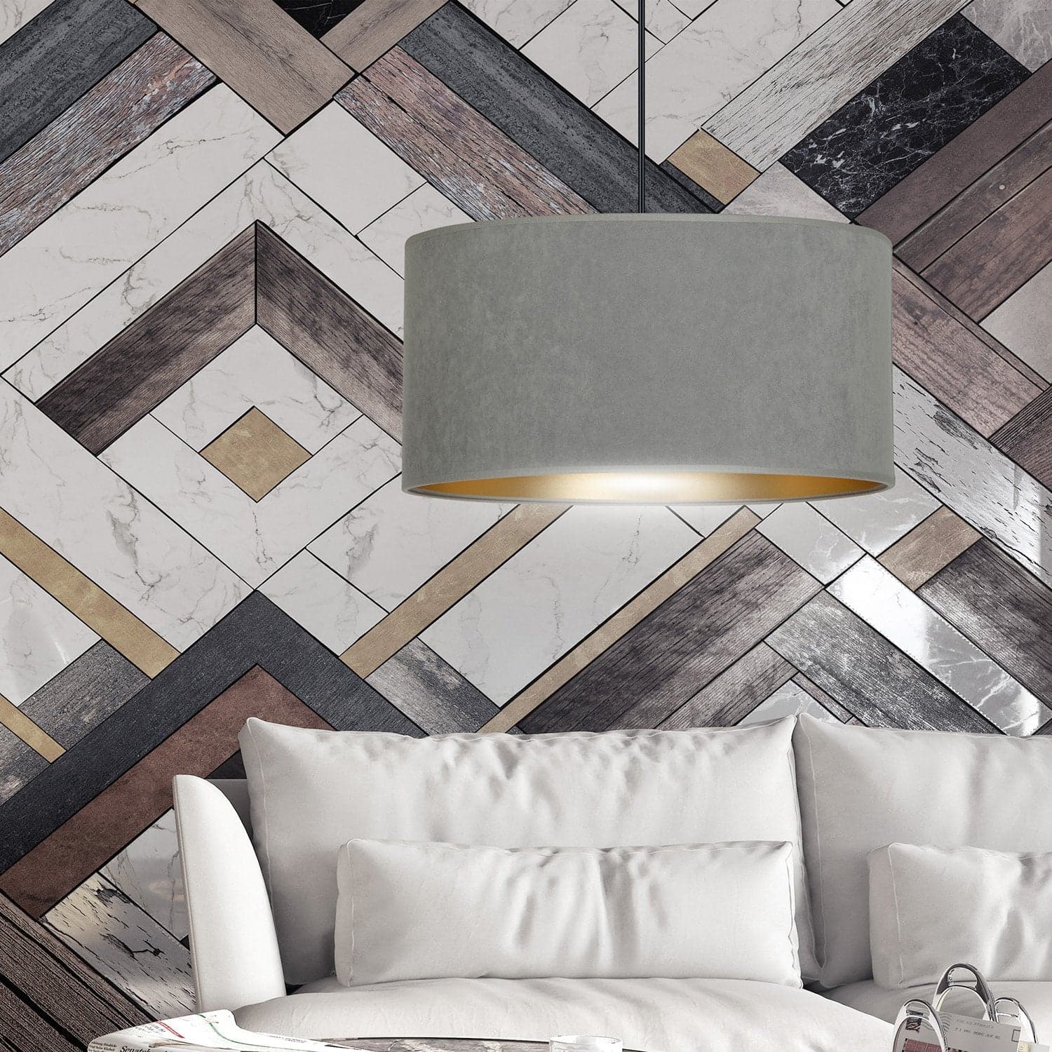 Sospensione 1 Luce Hilde In Acciaio Nero E Paralume In Tessuto Grigio in Lampade a sospensione LuceArt - Montecorvino Pugliano, commercioVirtuoso.it