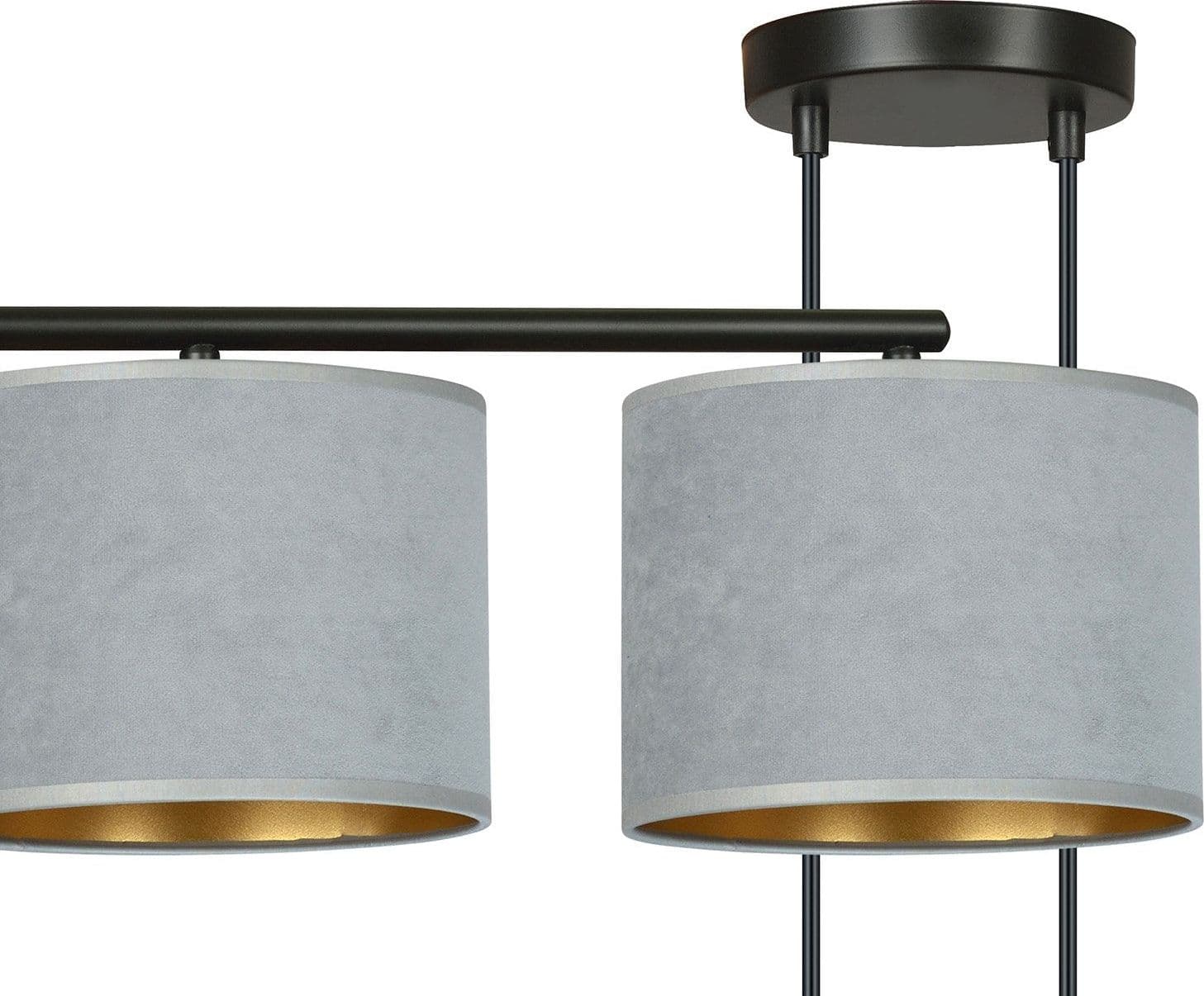 Lampadario 4 Luci Hilde In Acciaio Nero E Paralumi In Tessuto Grigio in Lampade a sospensione LuceArt - Montecorvino Pugliano, commercioVirtuoso.it