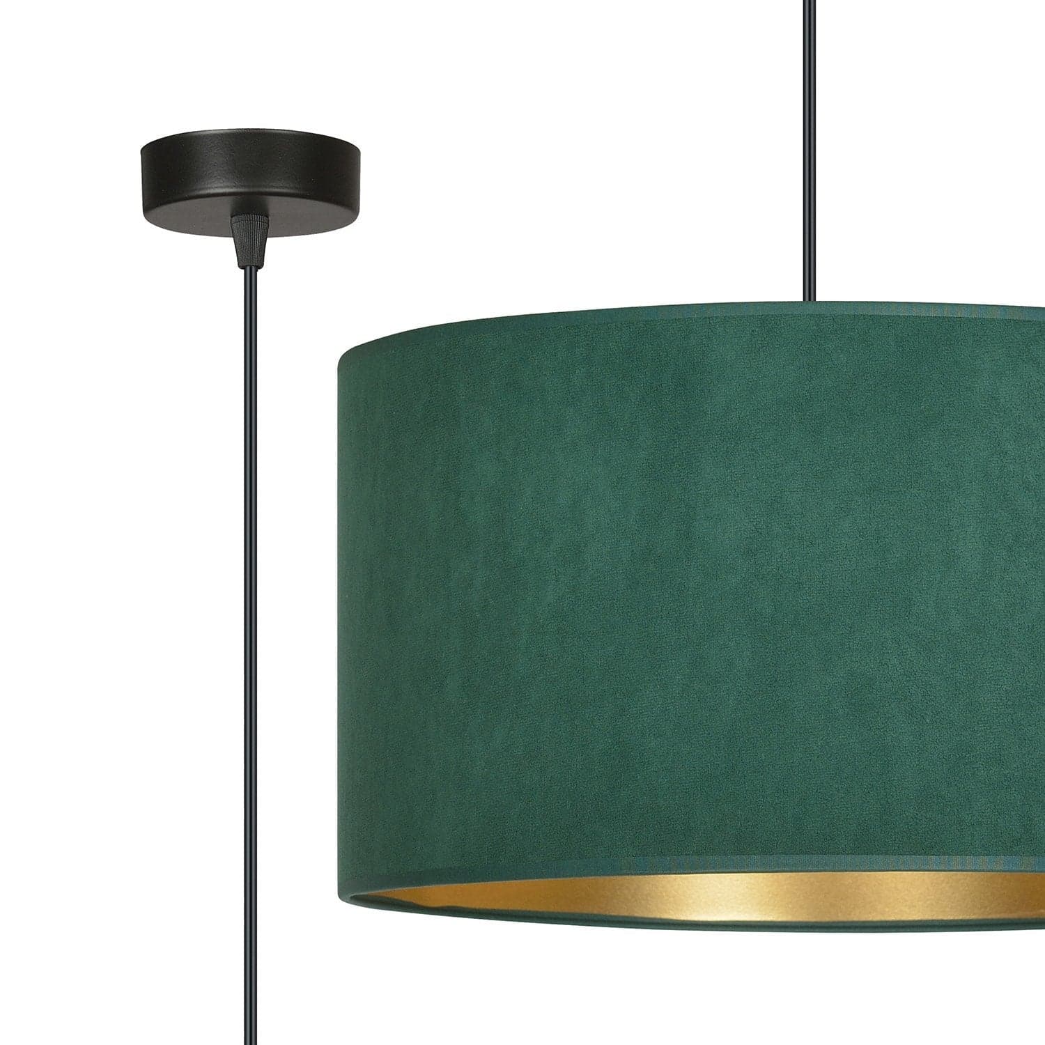 Sospensione 1 Luce Hilde In Acciaio Nero E Paralume In Tessuto Verde in Lampade a sospensione LuceArt - Montecorvino Pugliano, commercioVirtuoso.it