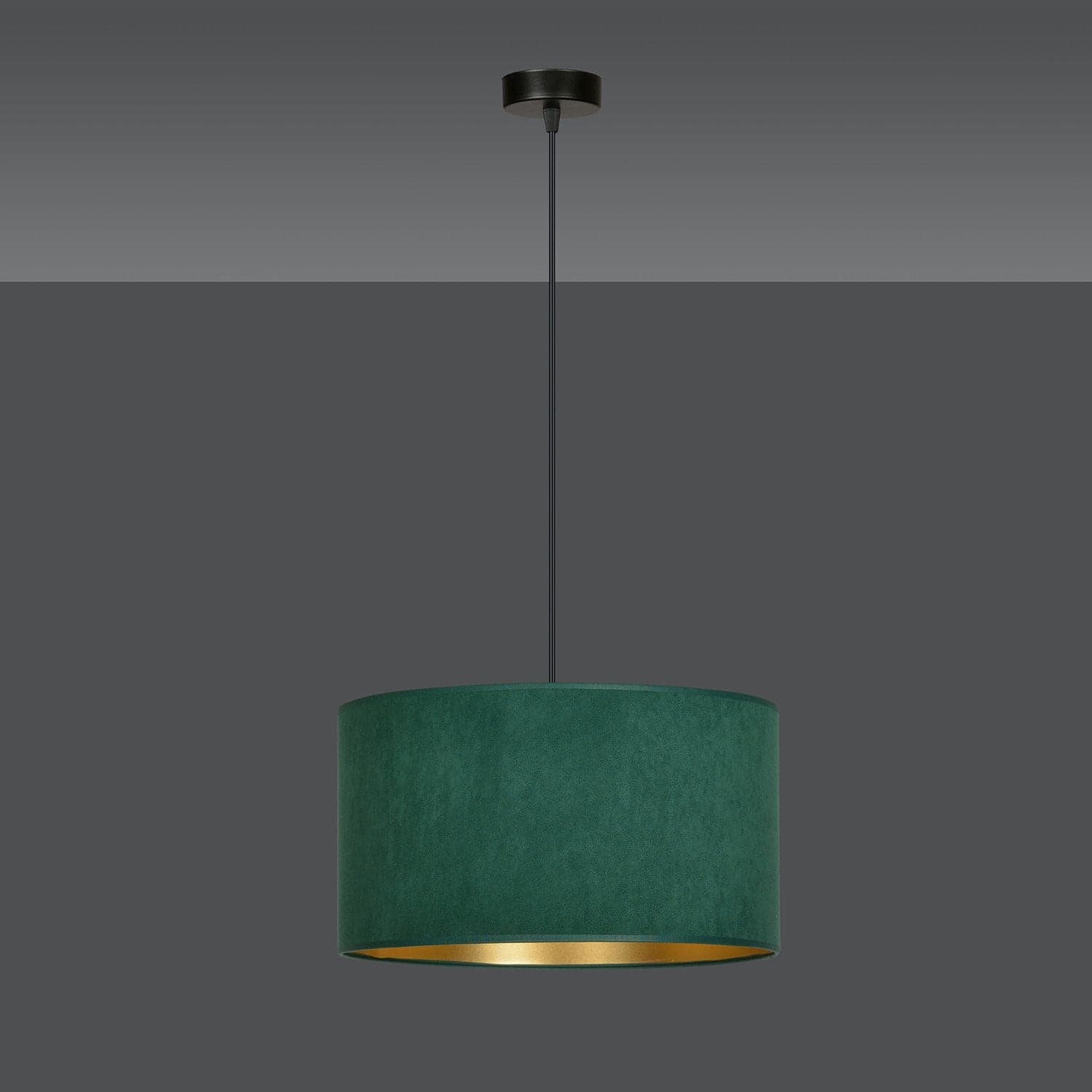 Sospensione 1 Luce Hilde In Acciaio Nero E Paralume In Tessuto Verde in Lampade a sospensione LuceArt - Montecorvino Pugliano, commercioVirtuoso.it