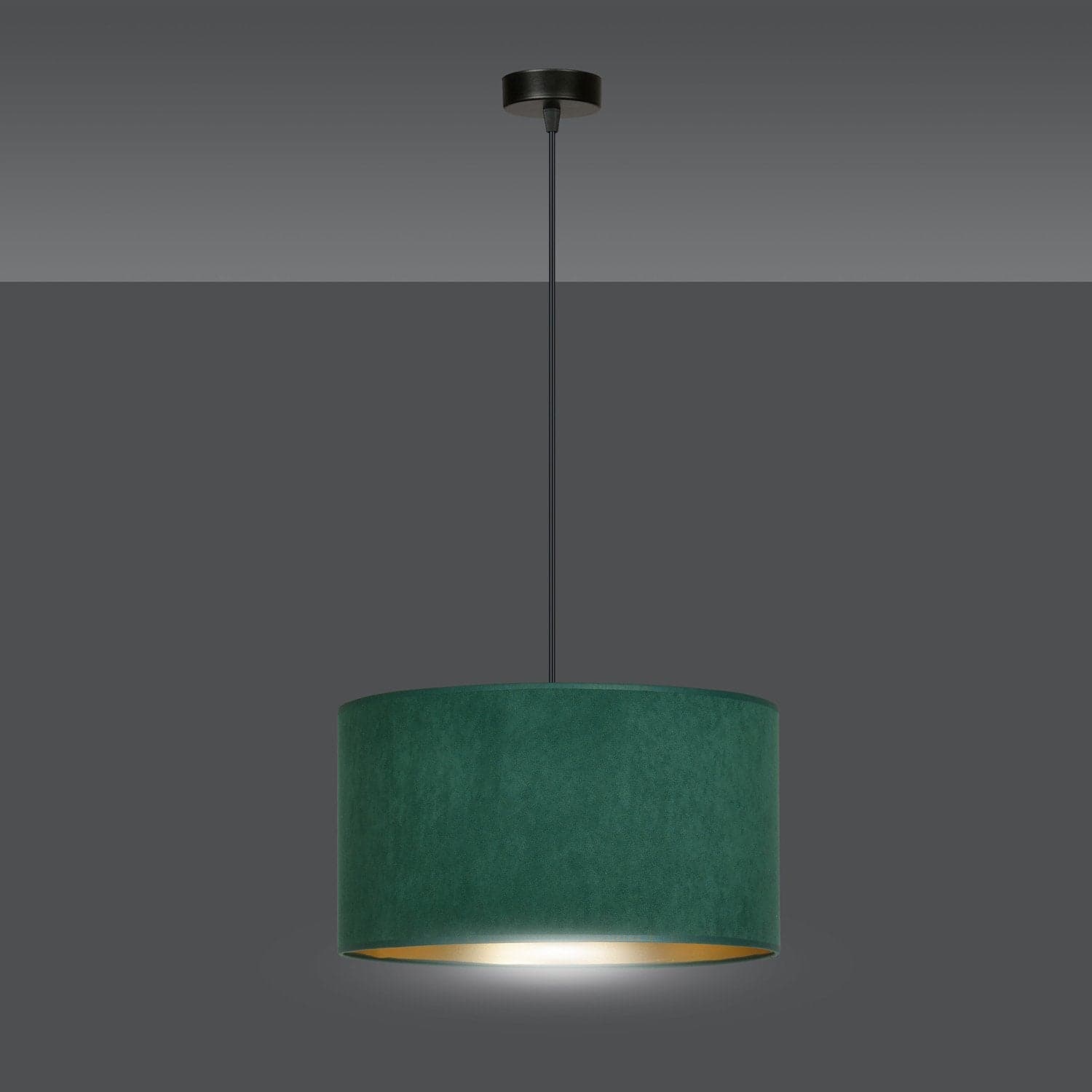 Sospensione 1 Luce Hilde In Acciaio Nero E Paralume In Tessuto Verde in Lampade a sospensione LuceArt - Montecorvino Pugliano, commercioVirtuoso.it
