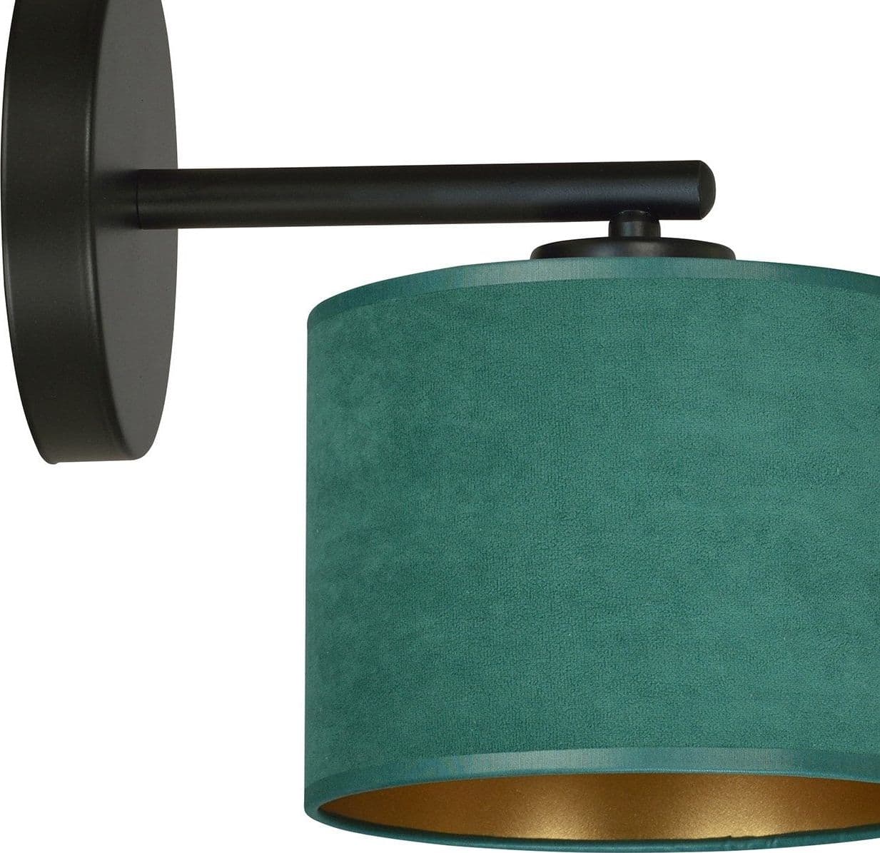 Applique 1 Luce Hilde In Acciaio Nero E Paralume In Tessuto Verde in Applique LuceArt - Montecorvino Pugliano, commercioVirtuoso.it