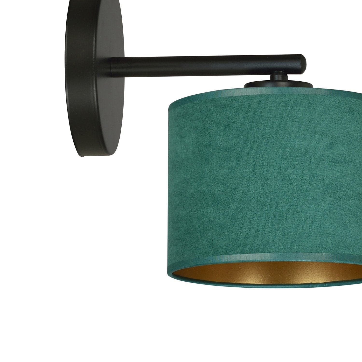 Applique 1 Luce Hilde In Acciaio Nero E Paralume In Tessuto Verde in Applique LuceArt - Montecorvino Pugliano, commercioVirtuoso.it