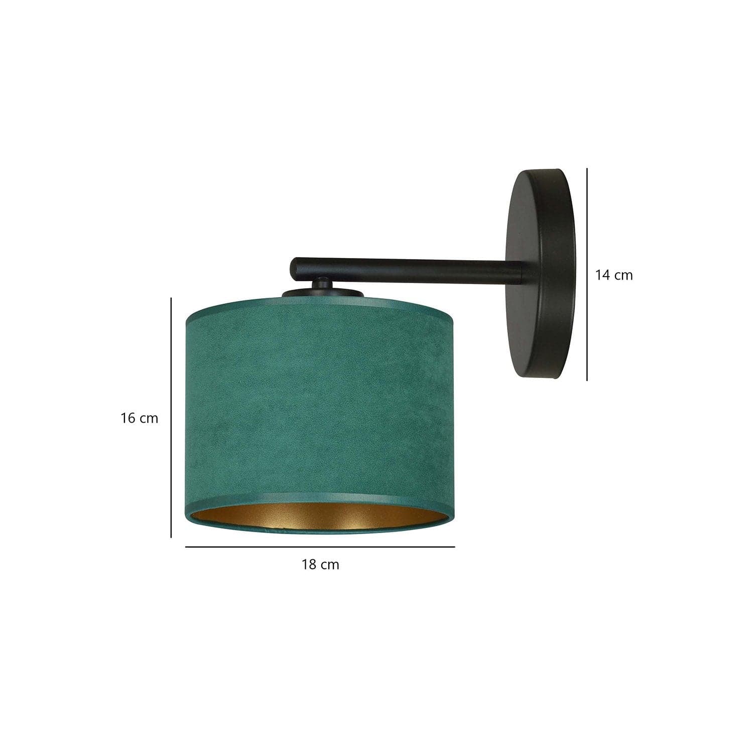 Applique 1 Luce Hilde In Acciaio Nero E Paralume In Tessuto Verde in Applique LuceArt - Montecorvino Pugliano, commercioVirtuoso.it