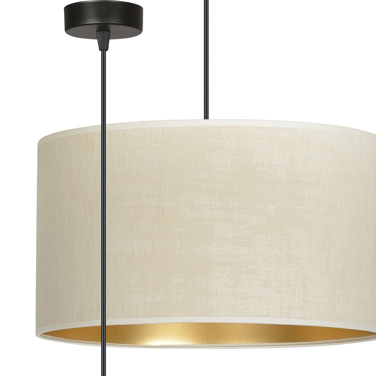 Sospensione 1 Luce Hilde In Acciaio Nero E Paralume In Tessuto Beige in Lampade a sospensione LuceArt - Montecorvino Pugliano, commercioVirtuoso.it