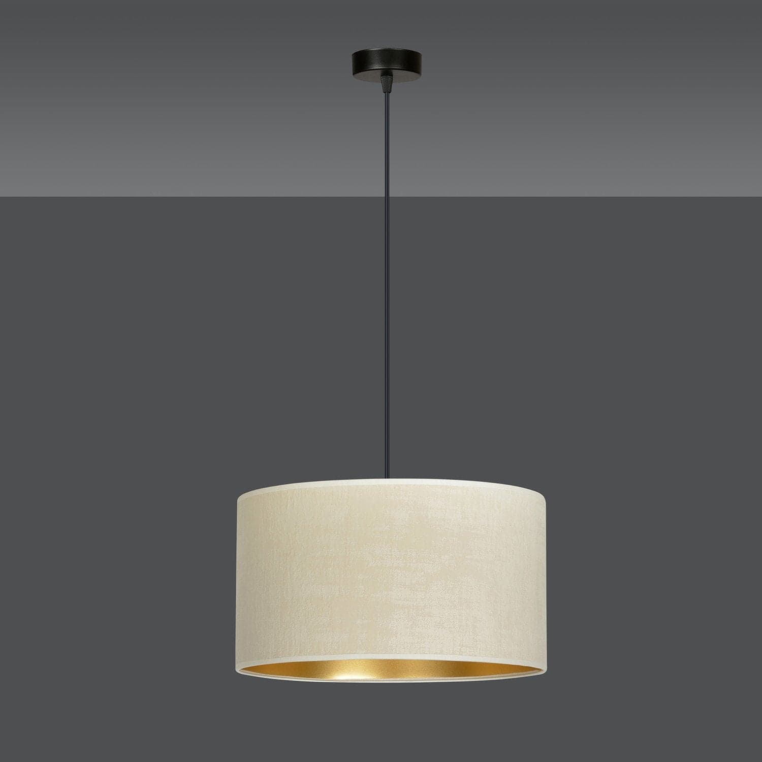 Sospensione 1 Luce Hilde In Acciaio Nero E Paralume In Tessuto Beige in Lampade a sospensione LuceArt - Montecorvino Pugliano, commercioVirtuoso.it