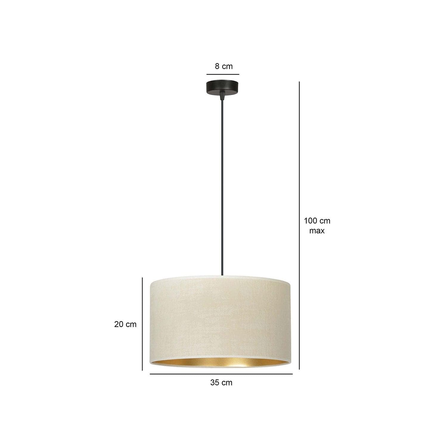 Sospensione 1 Luce Hilde In Acciaio Nero E Paralume In Tessuto Beige in Lampade a sospensione LuceArt - Montecorvino Pugliano, commercioVirtuoso.it