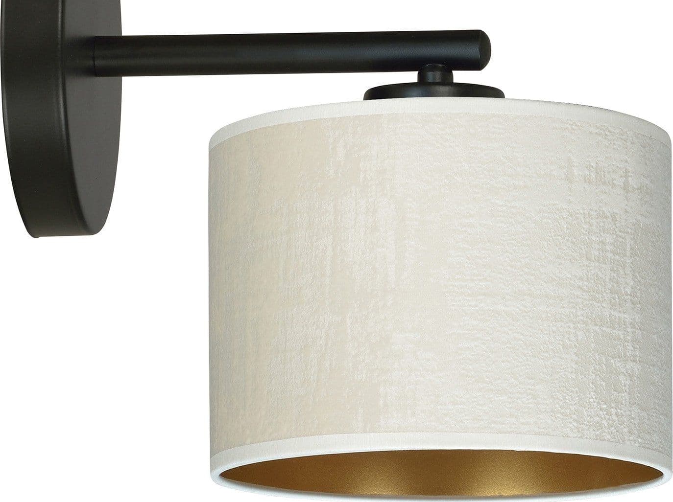 Applique 1 Luce Hilde In Acciaio Nero E Paralume In Tessuto Beige in Applique LuceArt - Montecorvino Pugliano, commercioVirtuoso.it