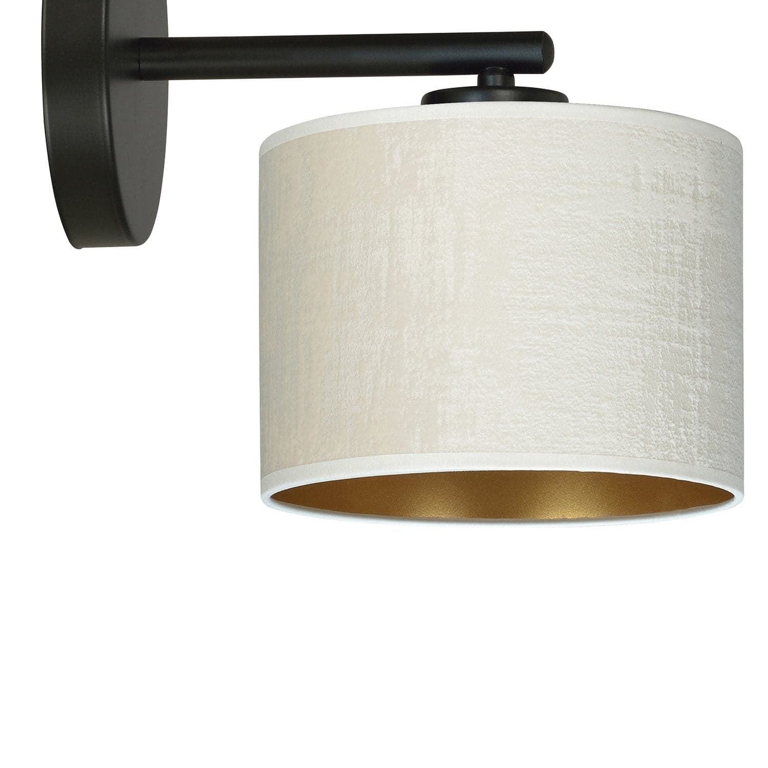 Applique 1 Luce Hilde In Acciaio Nero E Paralume In Tessuto Beige in Applique LuceArt - Montecorvino Pugliano, commercioVirtuoso.it