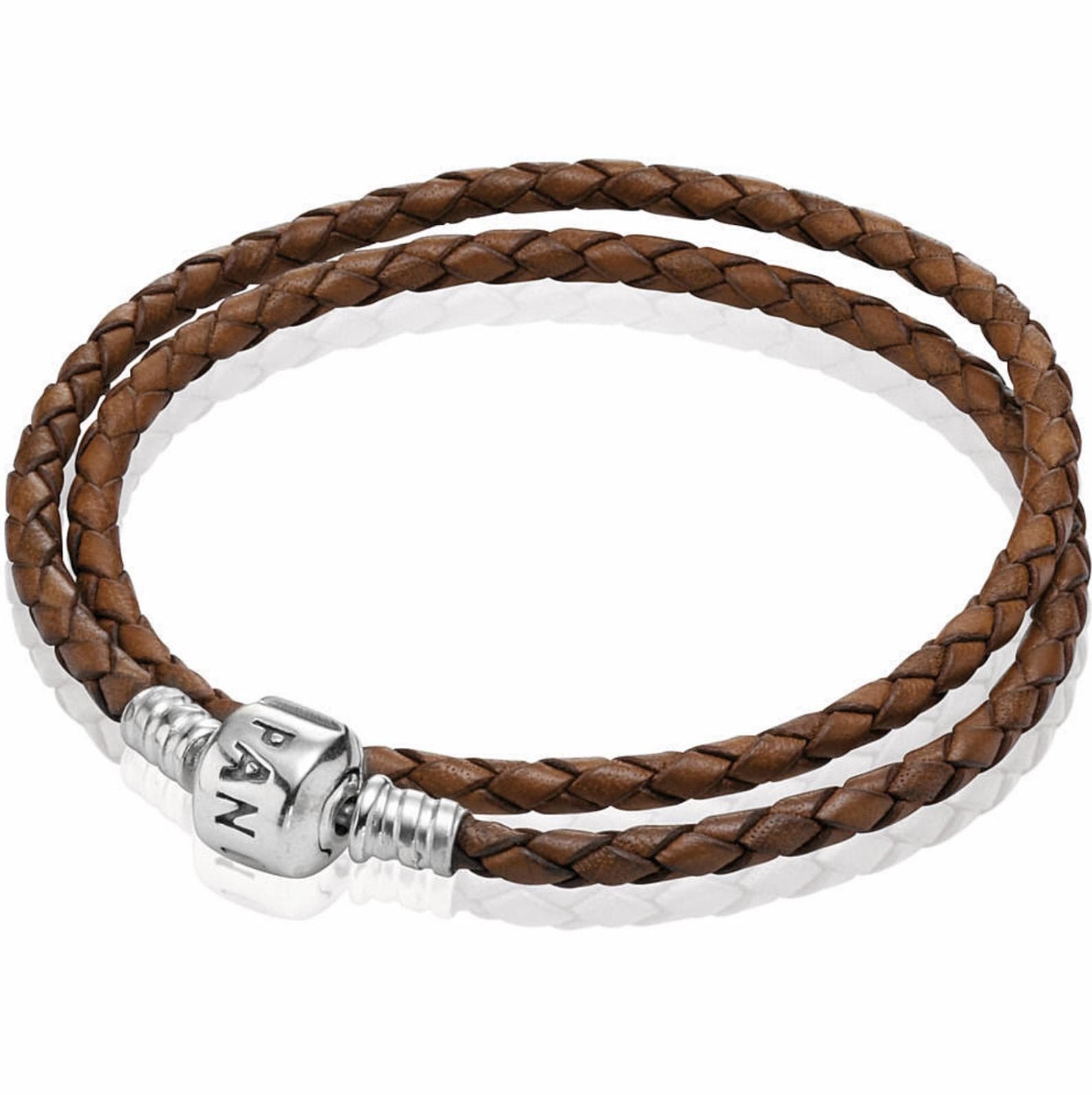 Pandora - Bracciale a Doppio Giro in Pelle Marrone