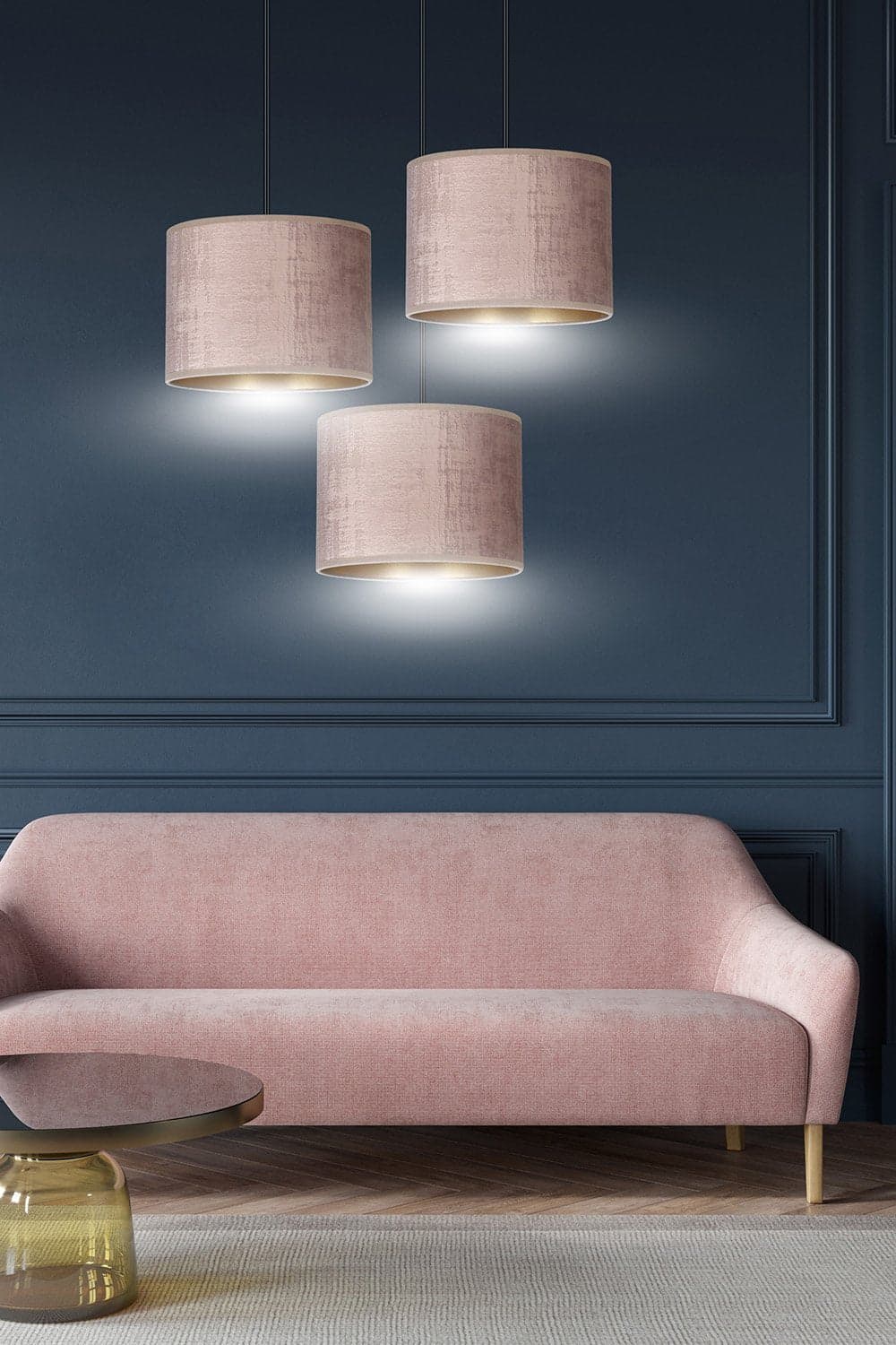 Lampadario Tondo 3 Luci Hilde In Acciaio Nero E Paralumi In Tessuto Rosa in Lampade a sospensione LuceArt - Montecorvino Pugliano, commercioVirtuoso.it