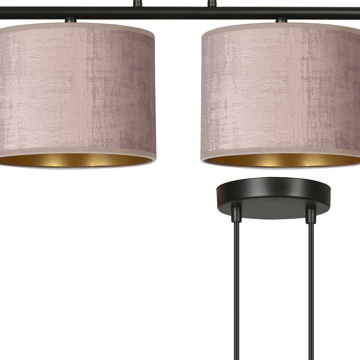 Lampadario 4 Luci Hilde In Acciaio Nero E Paralumi In Tessuto Rosa in Lampade a sospensione LuceArt - Montecorvino Pugliano, commercioVirtuoso.it