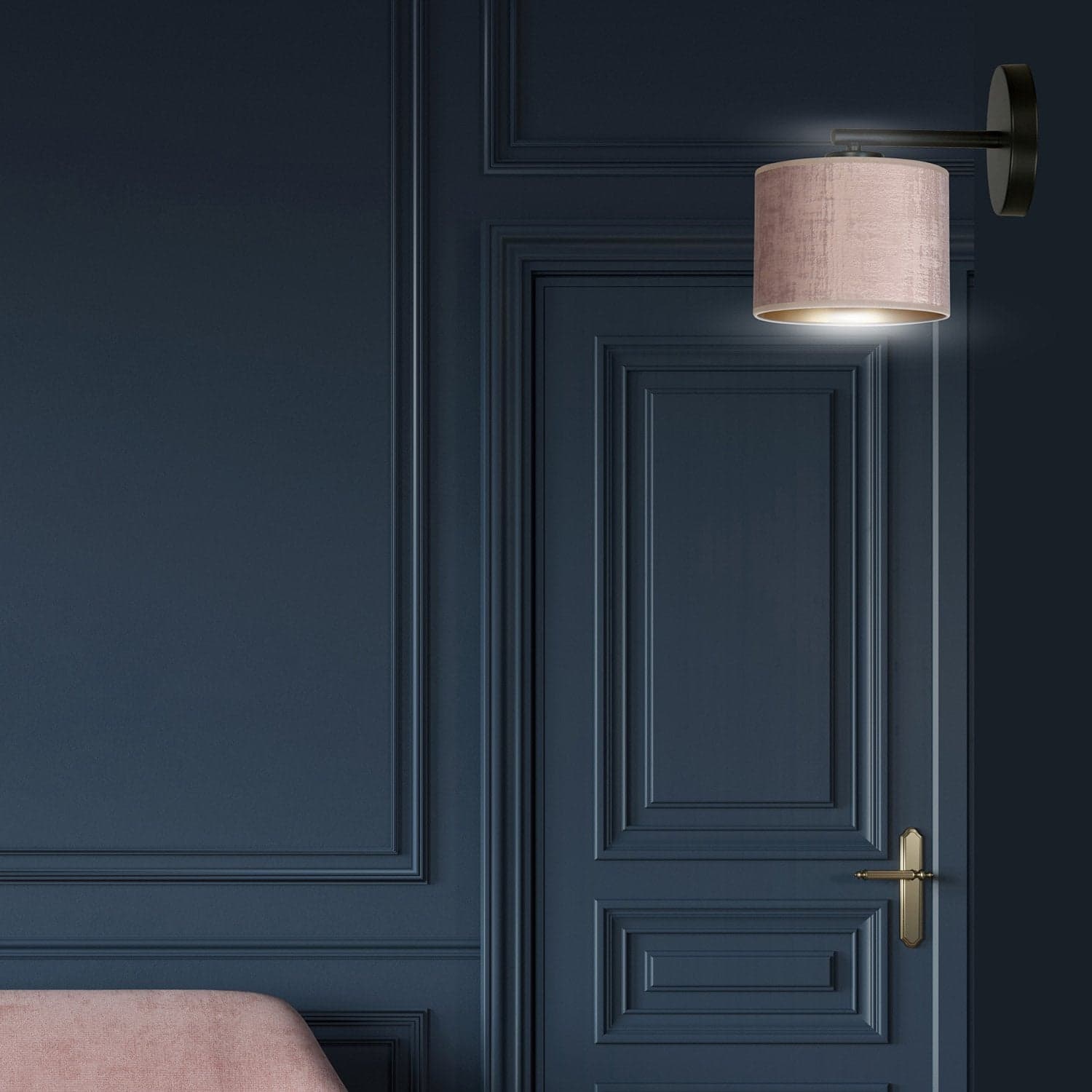 Applique 1 Luce Hilde In Acciaio Nero E Paralume In Tessuto Rosa in Lampade a sospensione LuceArt - Montecorvino Pugliano, commercioVirtuoso.it