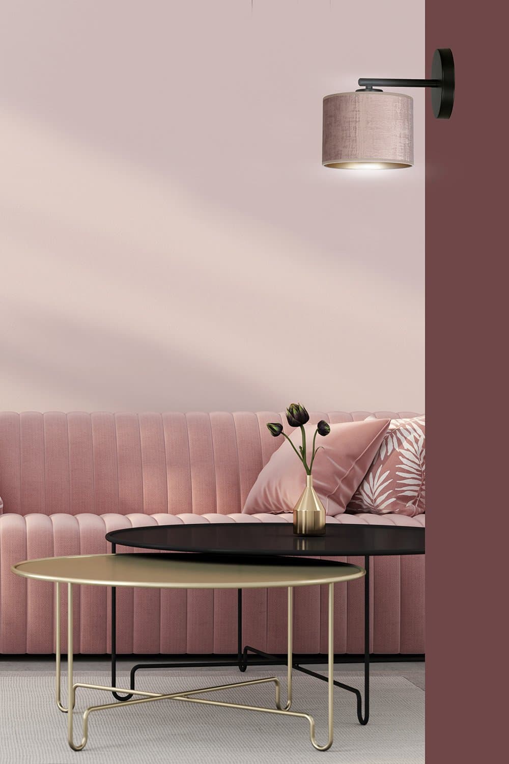 Applique 1 Luce Hilde In Acciaio Nero E Paralume In Tessuto Rosa in Lampade a sospensione LuceArt - Montecorvino Pugliano, commercioVirtuoso.it