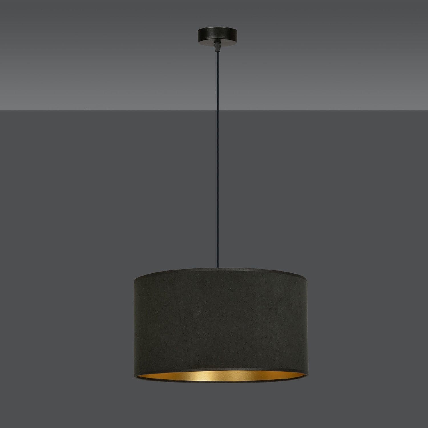 Sospensione 1 Luce Hilde In Acciaio Nero E Paralume In Tessuto Nero in Lampade a sospensione LuceArt - Montecorvino Pugliano, commercioVirtuoso.it