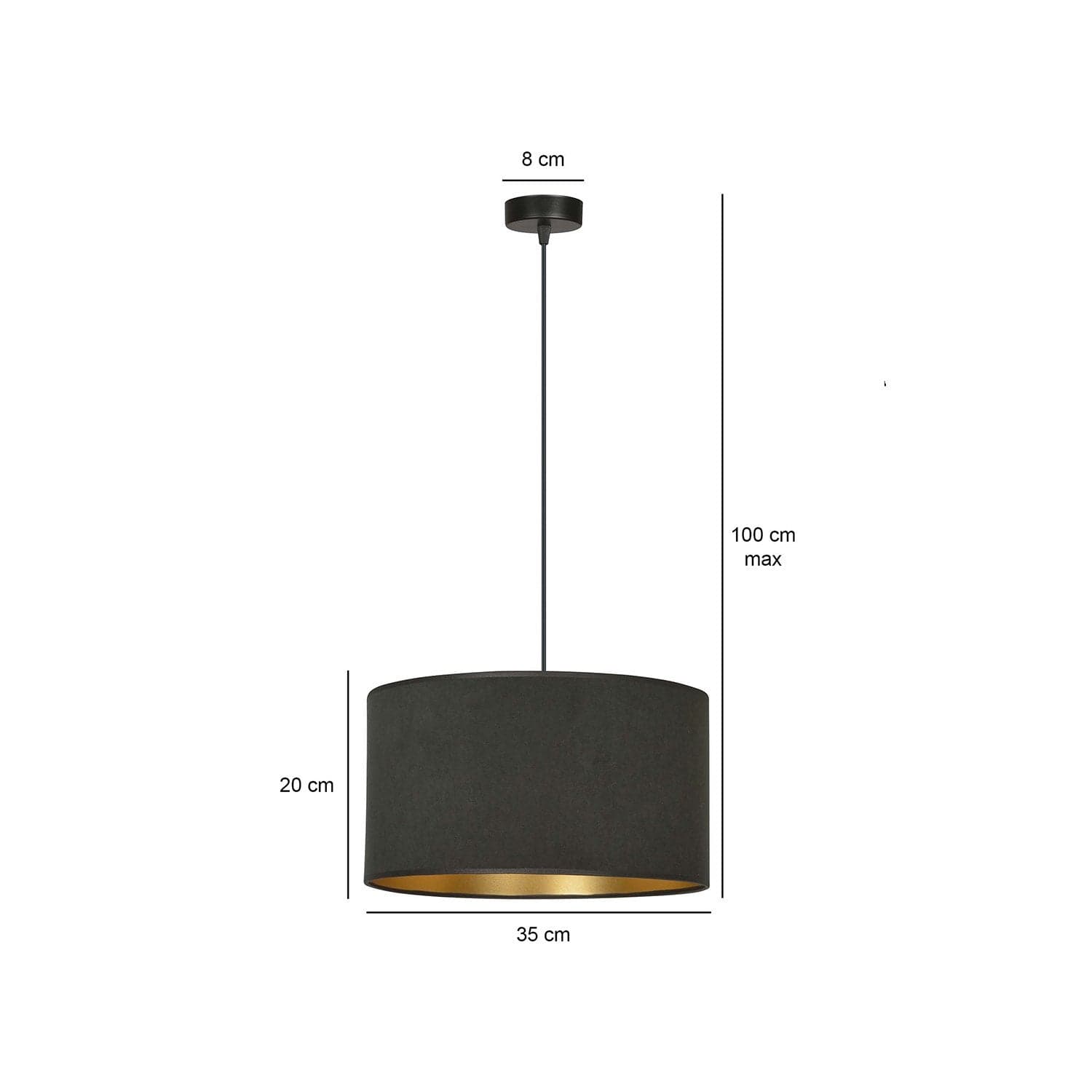 Sospensione 1 Luce Hilde In Acciaio Nero E Paralume In Tessuto Nero in Lampade a sospensione LuceArt - Montecorvino Pugliano, commercioVirtuoso.it