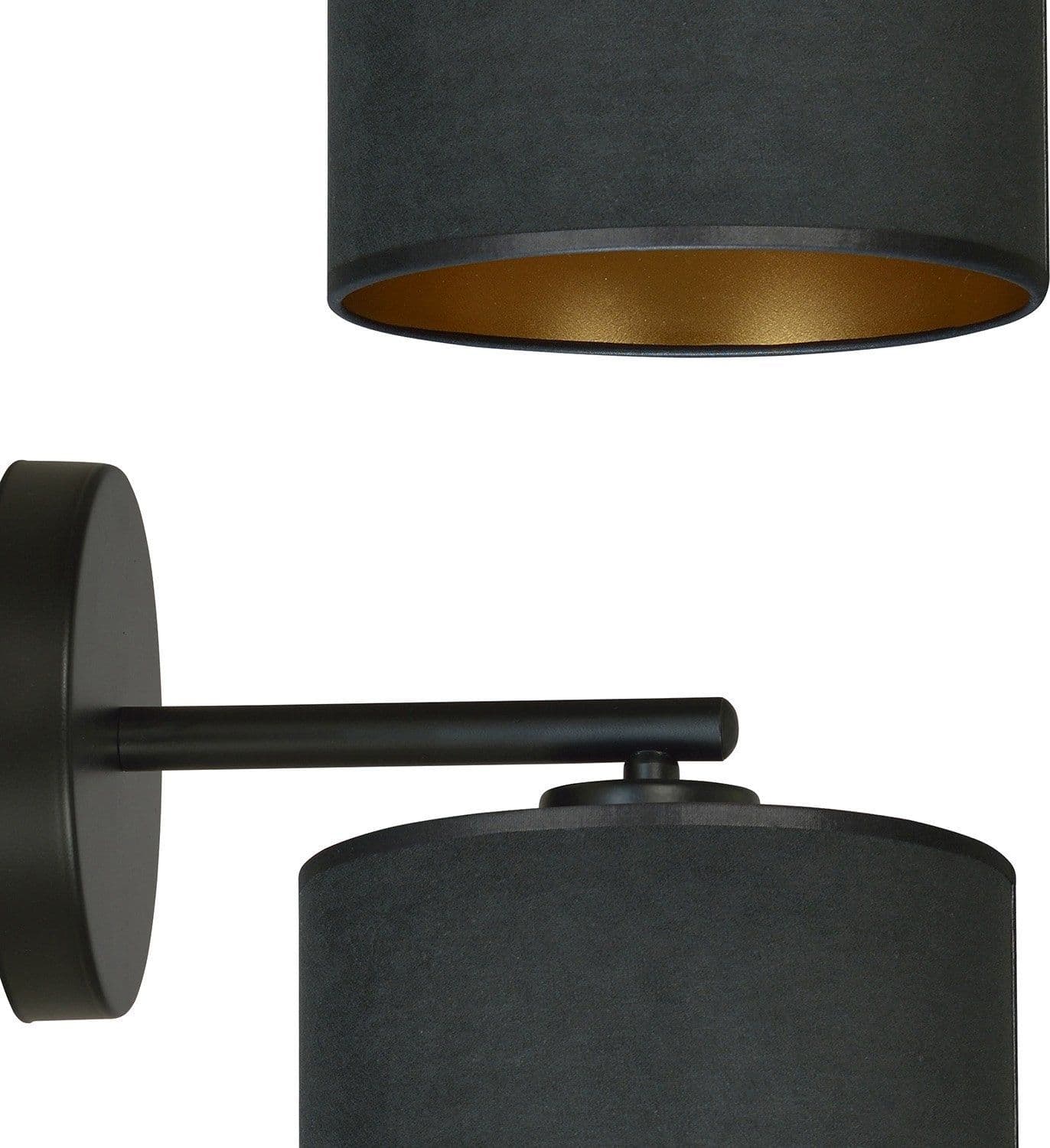 Applique 1 Luce Hilde In Acciaio Nero E Paralume In Tessuto Nero in Applique LuceArt - Montecorvino Pugliano, commercioVirtuoso.it