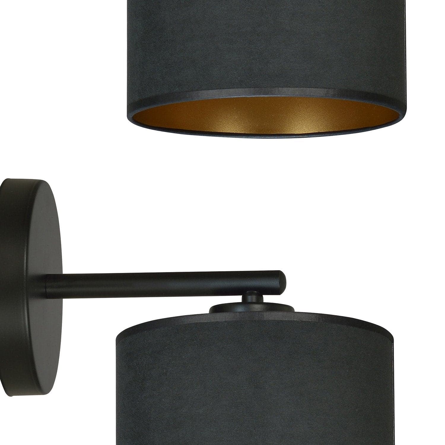 Applique 1 Luce Hilde In Acciaio Nero E Paralume In Tessuto Nero in Applique LuceArt - Montecorvino Pugliano, commercioVirtuoso.it