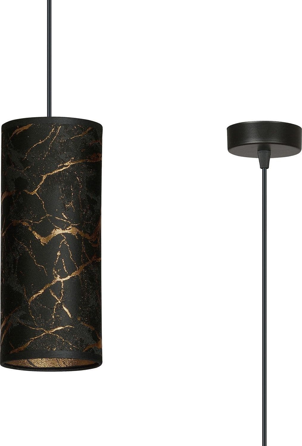 Sospensione 1 Luce Karli In Acciaio Nero E Paralume Effetto Marmo Dorato in Lampade a sospensione LuceArt - Montecorvino Pugliano, commercioVirtuoso.it