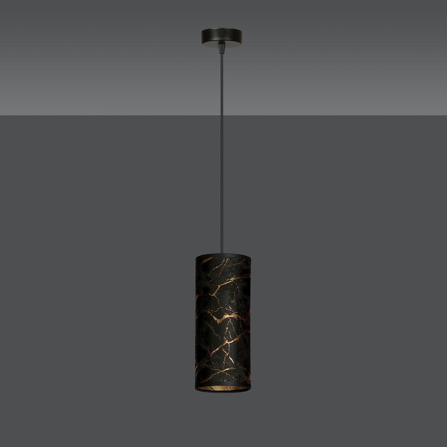 Sospensione 1 Luce Karli In Acciaio Nero E Paralume Effetto Marmo Dorato in Lampade a sospensione LuceArt - Montecorvino Pugliano, commercioVirtuoso.it