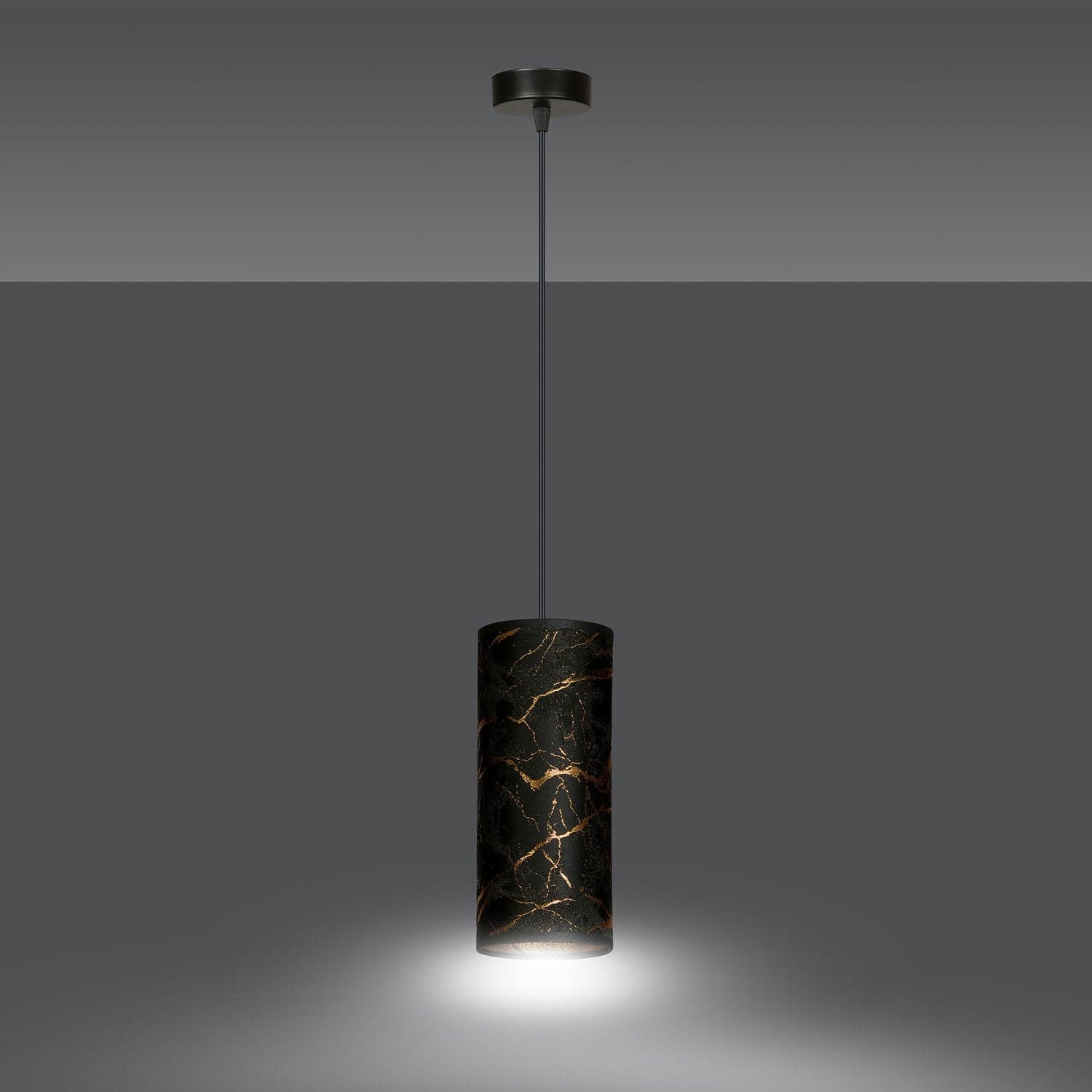 Sospensione 1 Luce Karli In Acciaio Nero E Paralume Effetto Marmo Dorato in Lampade a sospensione LuceArt - Montecorvino Pugliano, commercioVirtuoso.it