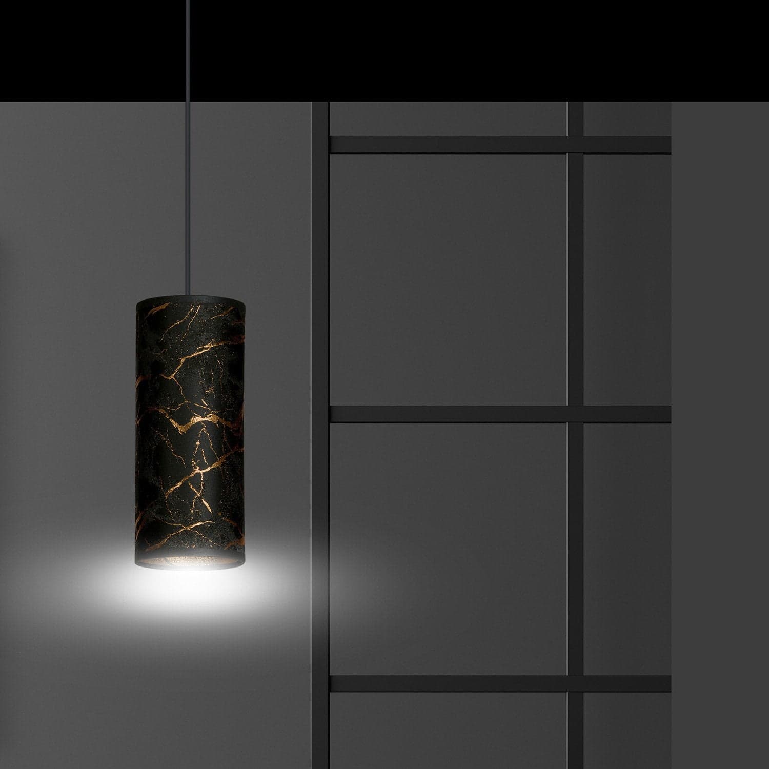 Sospensione 1 Luce Karli In Acciaio Nero E Paralume Effetto Marmo Dorato in Lampade a sospensione LuceArt - Montecorvino Pugliano, commercioVirtuoso.it
