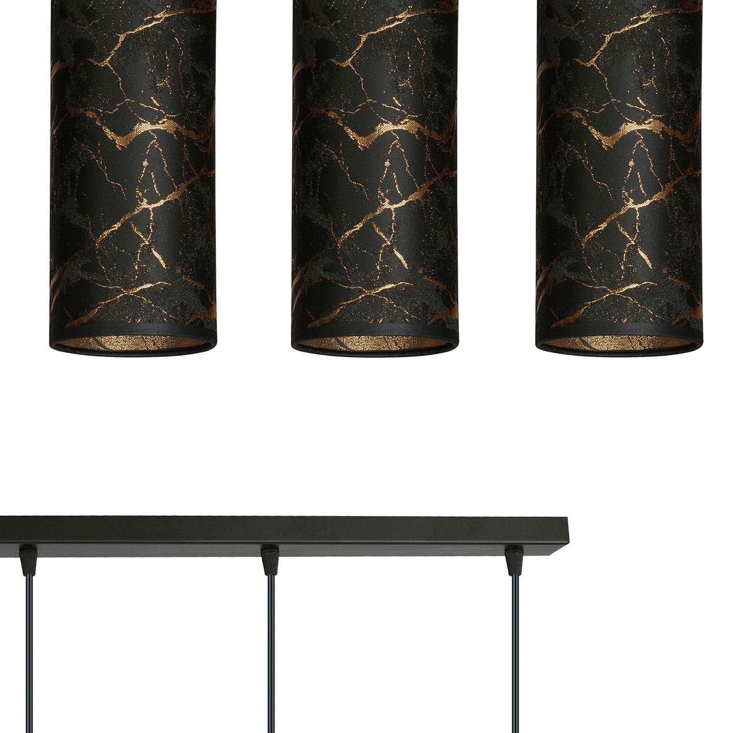 Sospensione 3 Luci Karli In Acciaio Nero E Paralumi Effetto Marmo Dorato in Lampade a sospensione LuceArt - Montecorvino Pugliano, commercioVirtuoso.it