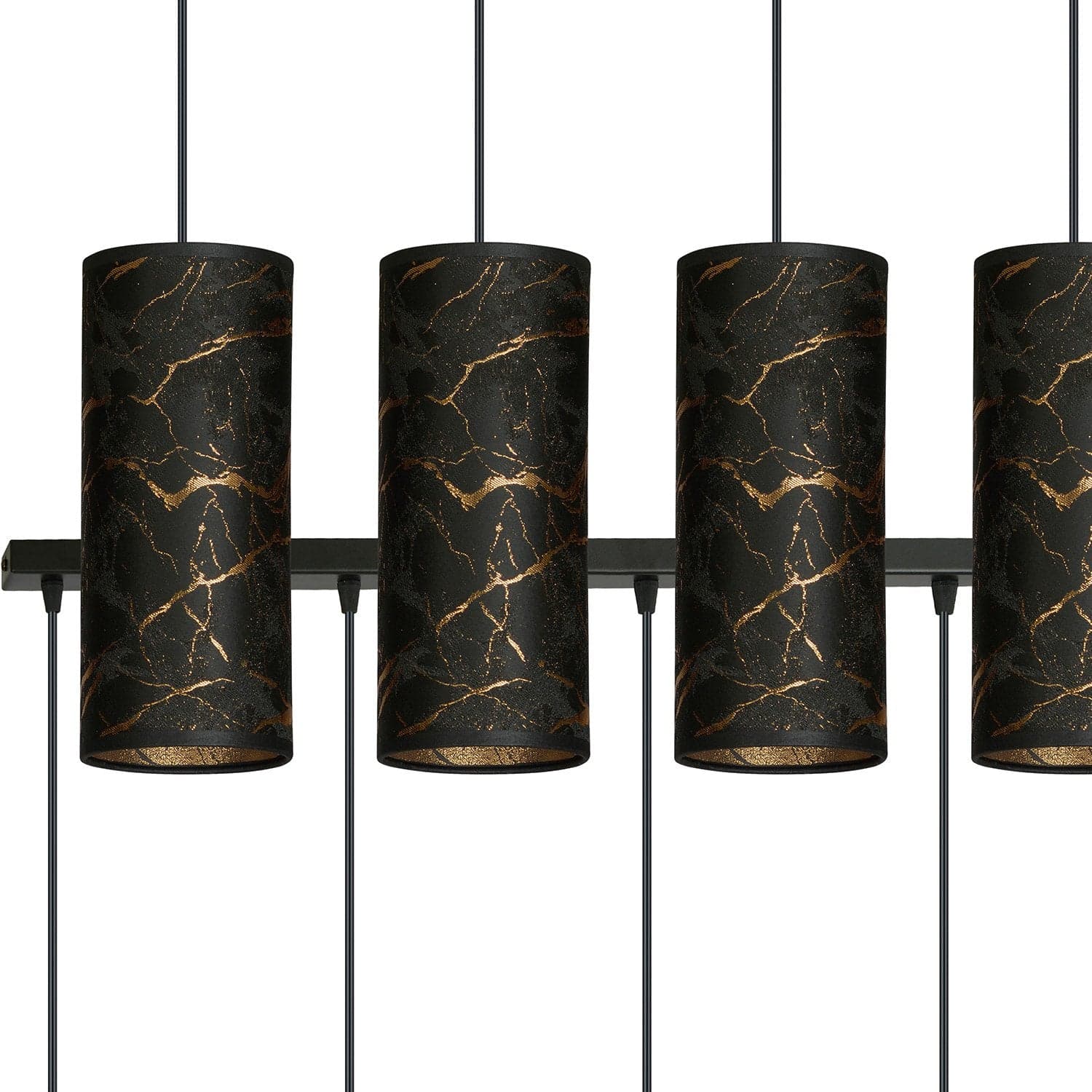 Sospensione 4 Luci Karli In Acciaio Nero E Paralumi Effetto Marmo Dorato in Lampade a sospensione LuceArt - Montecorvino Pugliano, commercioVirtuoso.it