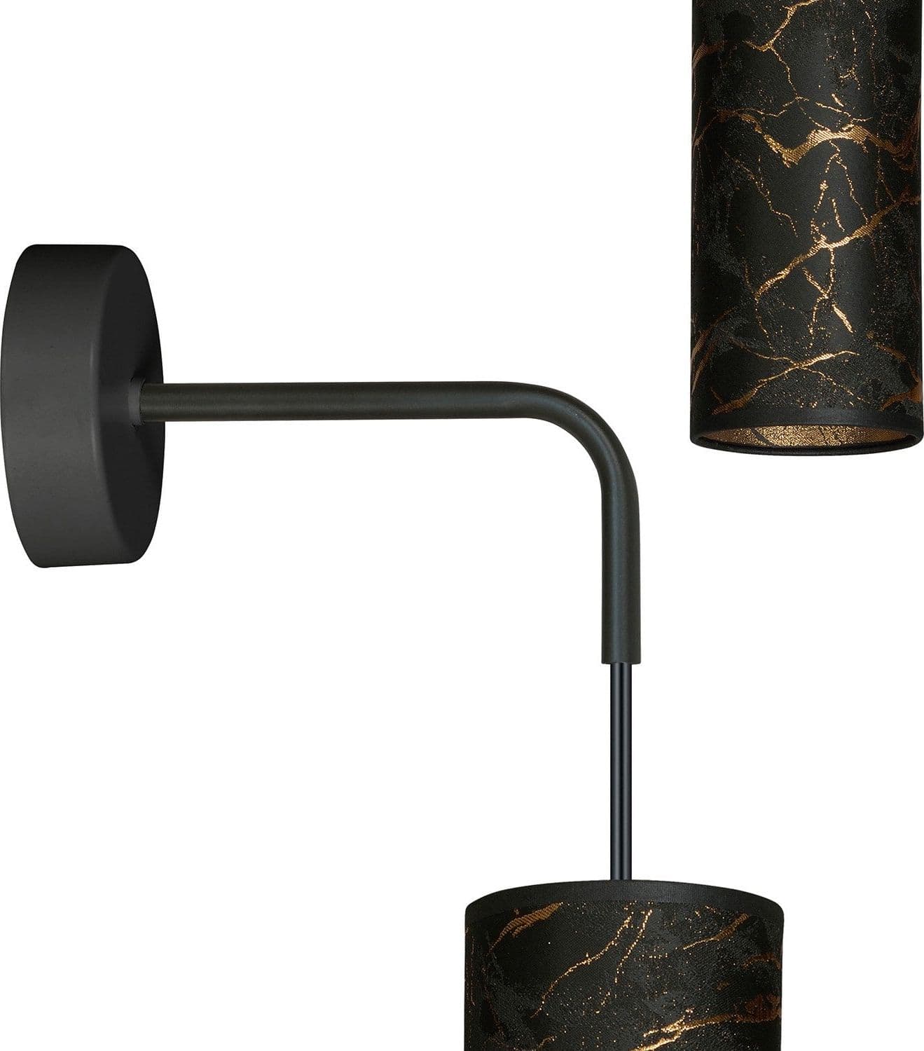 Applique 1 Luce Karli In Acciaio Nero E Paralume Effetto Marmo Dorato in Applique LuceArt - Montecorvino Pugliano, commercioVirtuoso.it