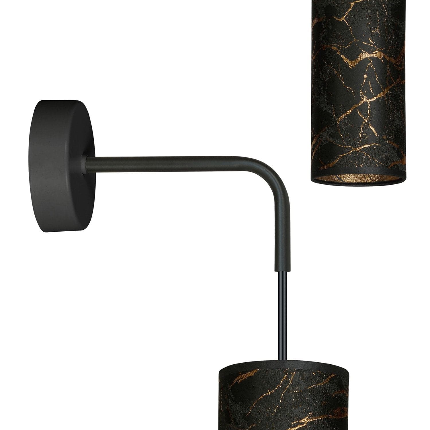 Applique 1 Luce Karli In Acciaio Nero E Paralume Effetto Marmo Dorato in Applique LuceArt - Montecorvino Pugliano, commercioVirtuoso.it