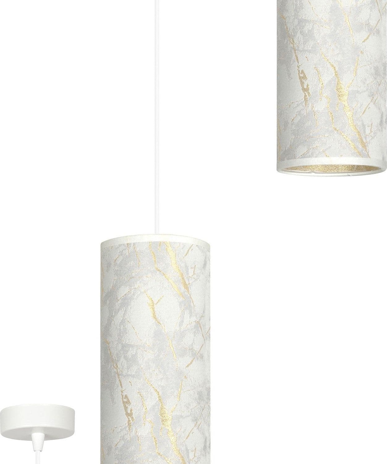Sospensione 1 Luce Karli In Acciaio Bianco E Paralume Effetto Marmo Dorato in Lampade a sospensione LuceArt - Montecorvino Pugliano, commercioVirtuoso.it