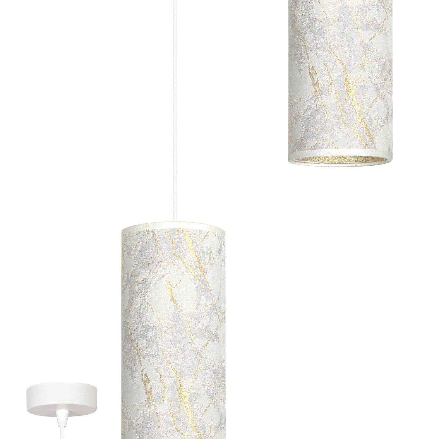 Sospensione 1 Luce Karli In Acciaio Bianco E Paralume Effetto Marmo Dorato in Lampade a sospensione LuceArt - Montecorvino Pugliano, commercioVirtuoso.it