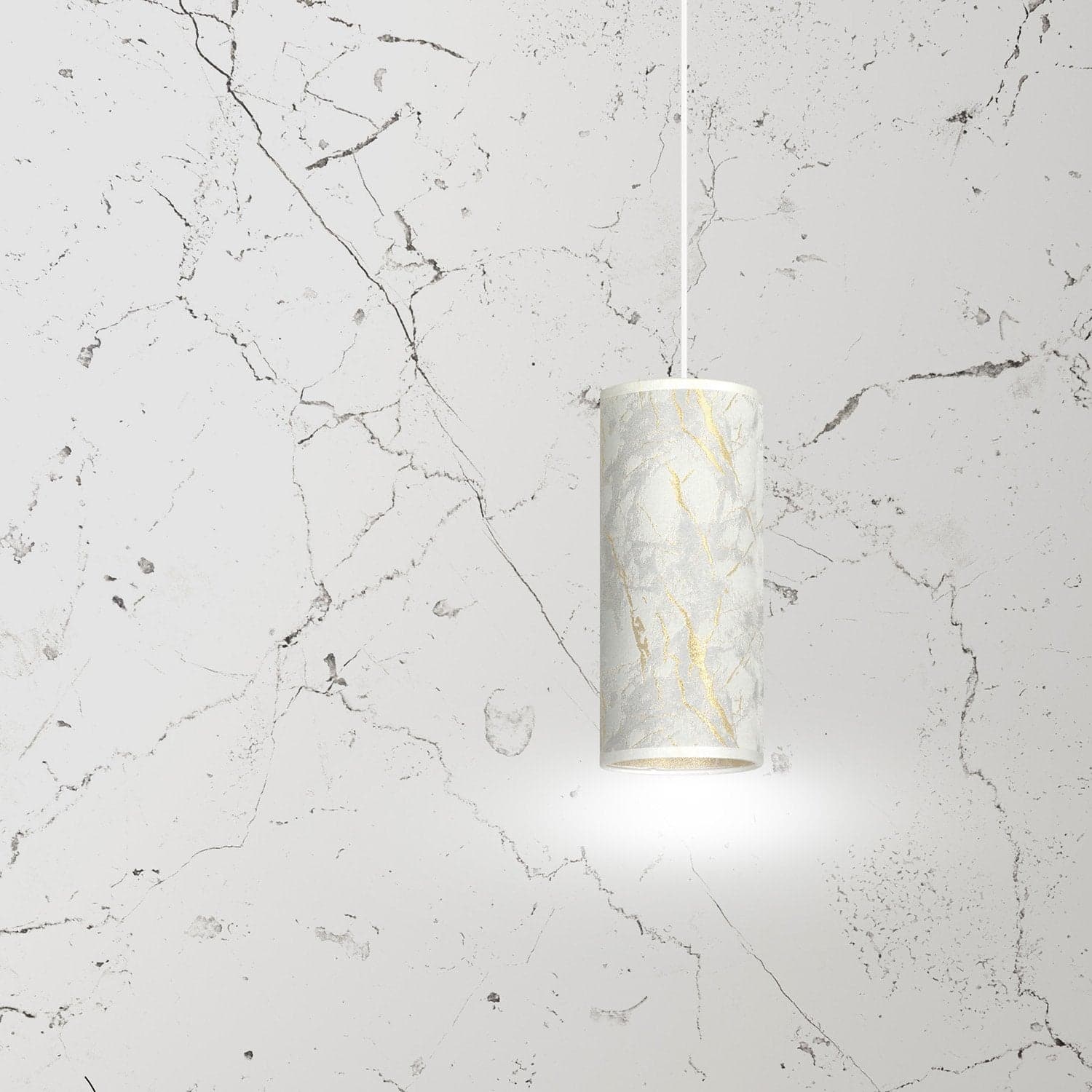 Sospensione 1 Luce Karli In Acciaio Bianco E Paralume Effetto Marmo Dorato in Lampade a sospensione LuceArt - Montecorvino Pugliano, commercioVirtuoso.it