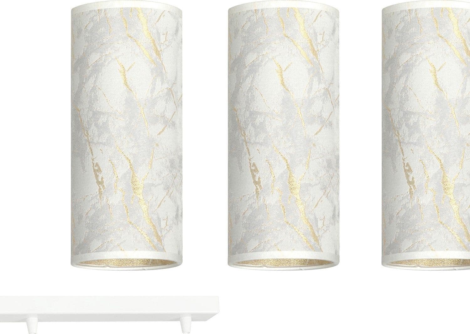 Sospensione 3 Luci Karli In Acciaio Bianco E Paralumi Effetto Marmo Dorato in Lampade a sospensione LuceArt - Montecorvino Pugliano, commercioVirtuoso.it