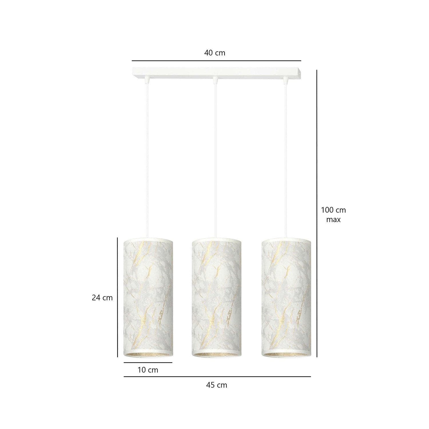 Sospensione 3 Luci Karli In Acciaio Bianco E Paralumi Effetto Marmo Dorato in Lampade a sospensione LuceArt - Montecorvino Pugliano, commercioVirtuoso.it