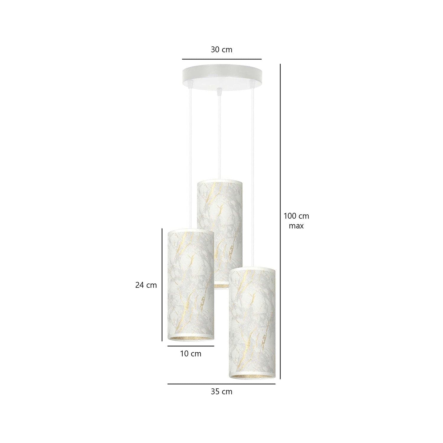 Sospensione Tonda 3 Luci Karli In Acciaio Bianco E Paralumi Effetto Marmo Dorato in Lampade a sospensione LuceArt - Montecorvino Pugliano, commercioVirtuoso.it