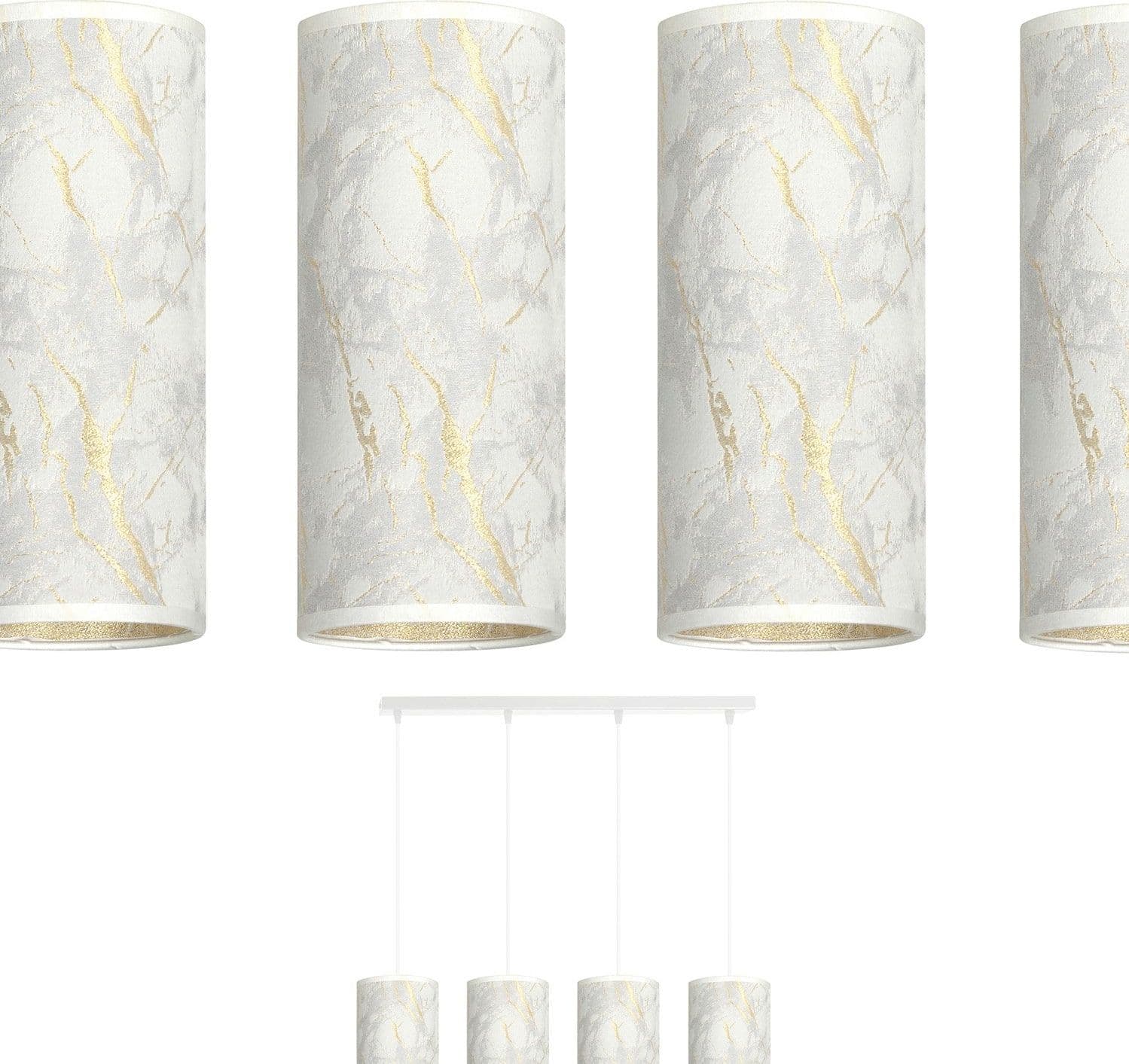 Sospensione 4 Luci Karli In Acciaio Bianco E Paralumi Effetto Marmo Dorato in Lampade a sospensione LuceArt - Montecorvino Pugliano, commercioVirtuoso.it