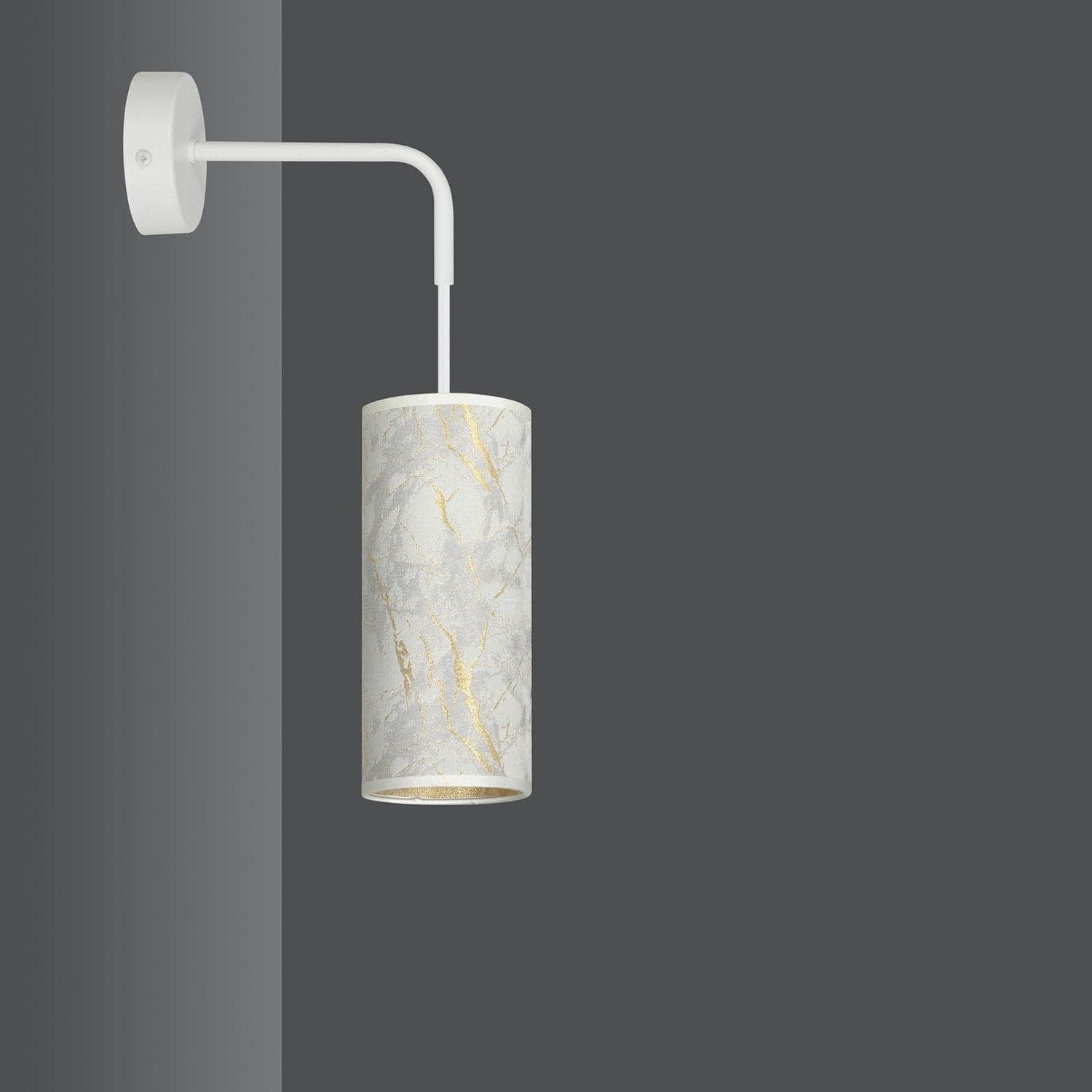 Applique 1 Luce Karli In Acciaio Bianco E Paralume Effetto Marmo Dorato in Applique LuceArt - Montecorvino Pugliano, commercioVirtuoso.it