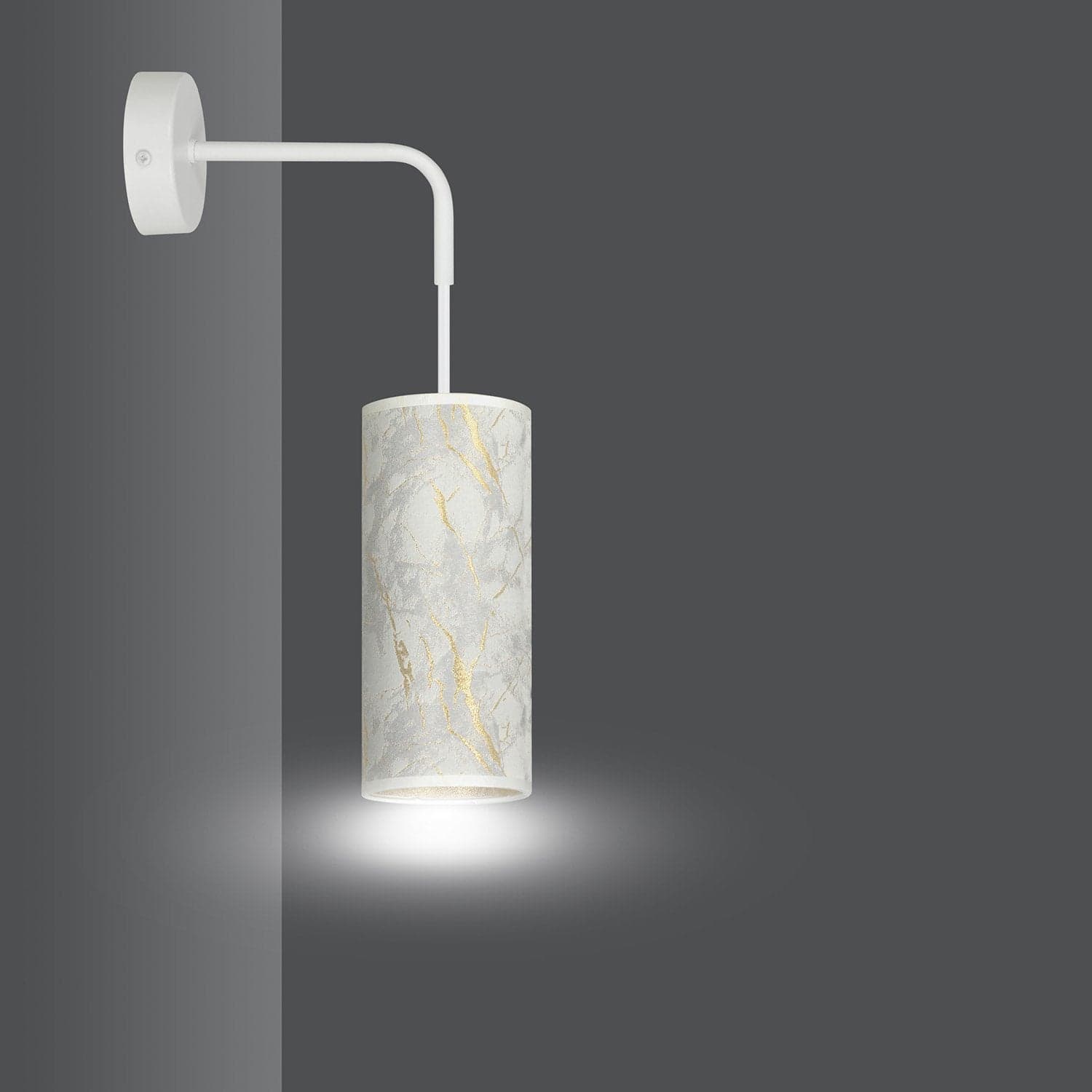 Applique 1 Luce Karli In Acciaio Bianco E Paralume Effetto Marmo Dorato in Applique LuceArt - Montecorvino Pugliano, commercioVirtuoso.it