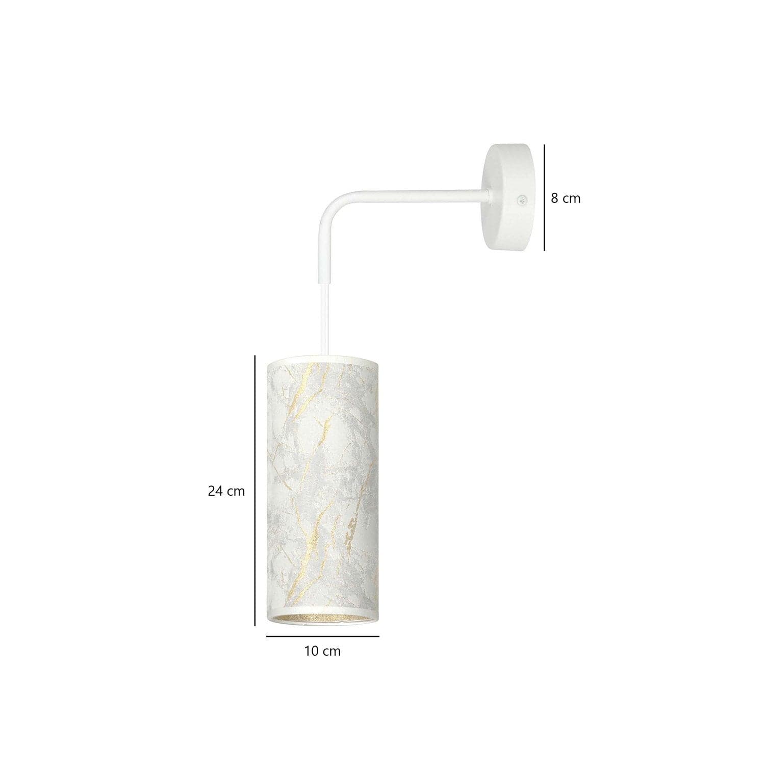 Applique 1 Luce Karli In Acciaio Bianco E Paralume Effetto Marmo Dorato in Applique LuceArt - Montecorvino Pugliano, commercioVirtuoso.it