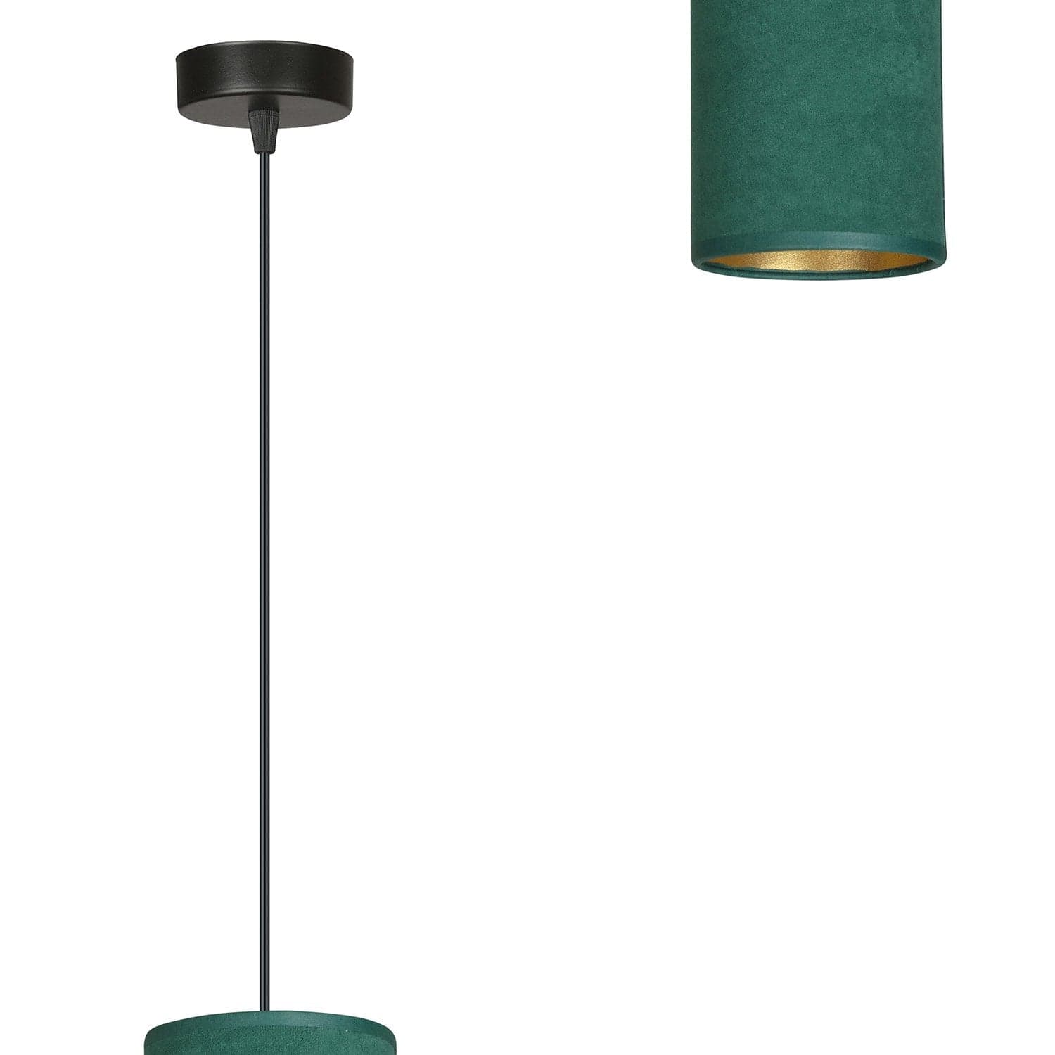 Sospensione 1 Luce Bente In Acciaio Nero E Paralume Verde E Oro in Lampade a sospensione LuceArt - Montecorvino Pugliano, commercioVirtuoso.it