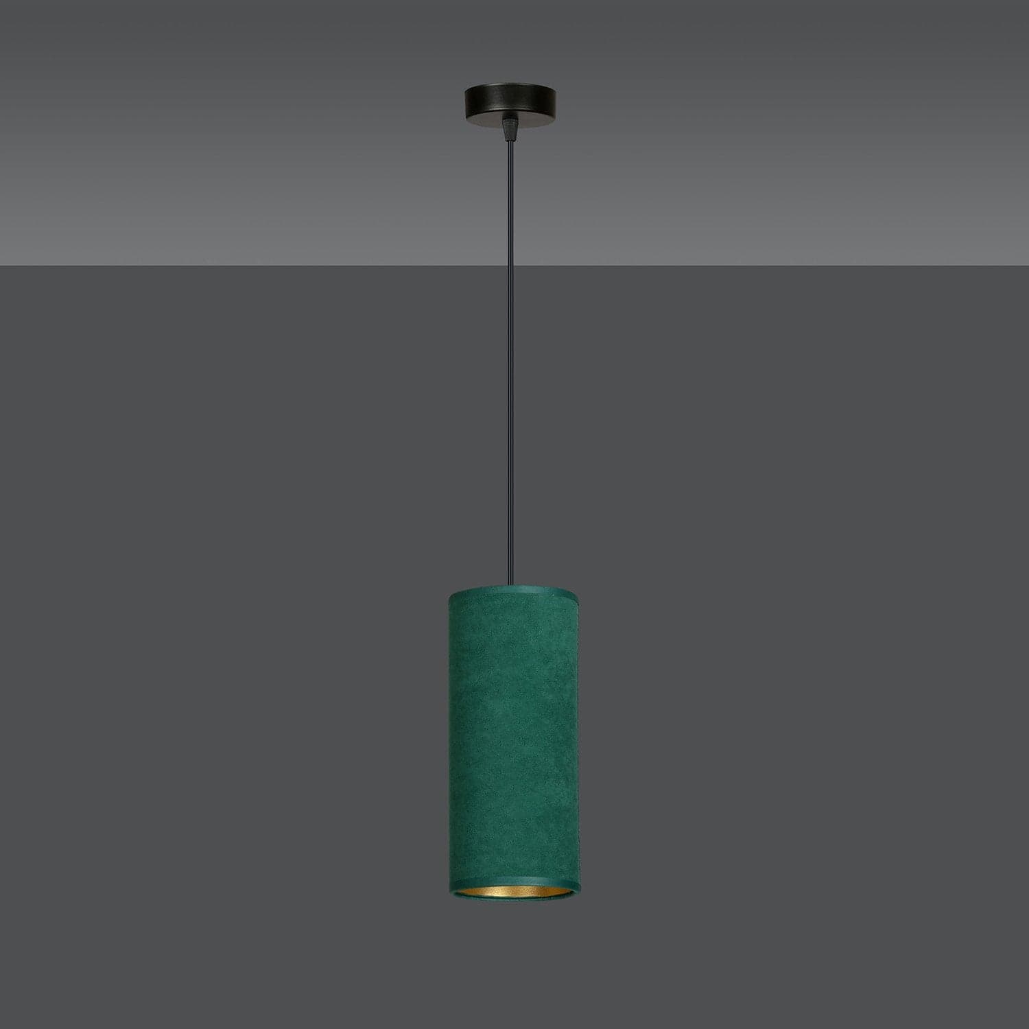 Sospensione 1 Luce Bente In Acciaio Nero E Paralume Verde E Oro in Lampade a sospensione LuceArt - Montecorvino Pugliano, commercioVirtuoso.it