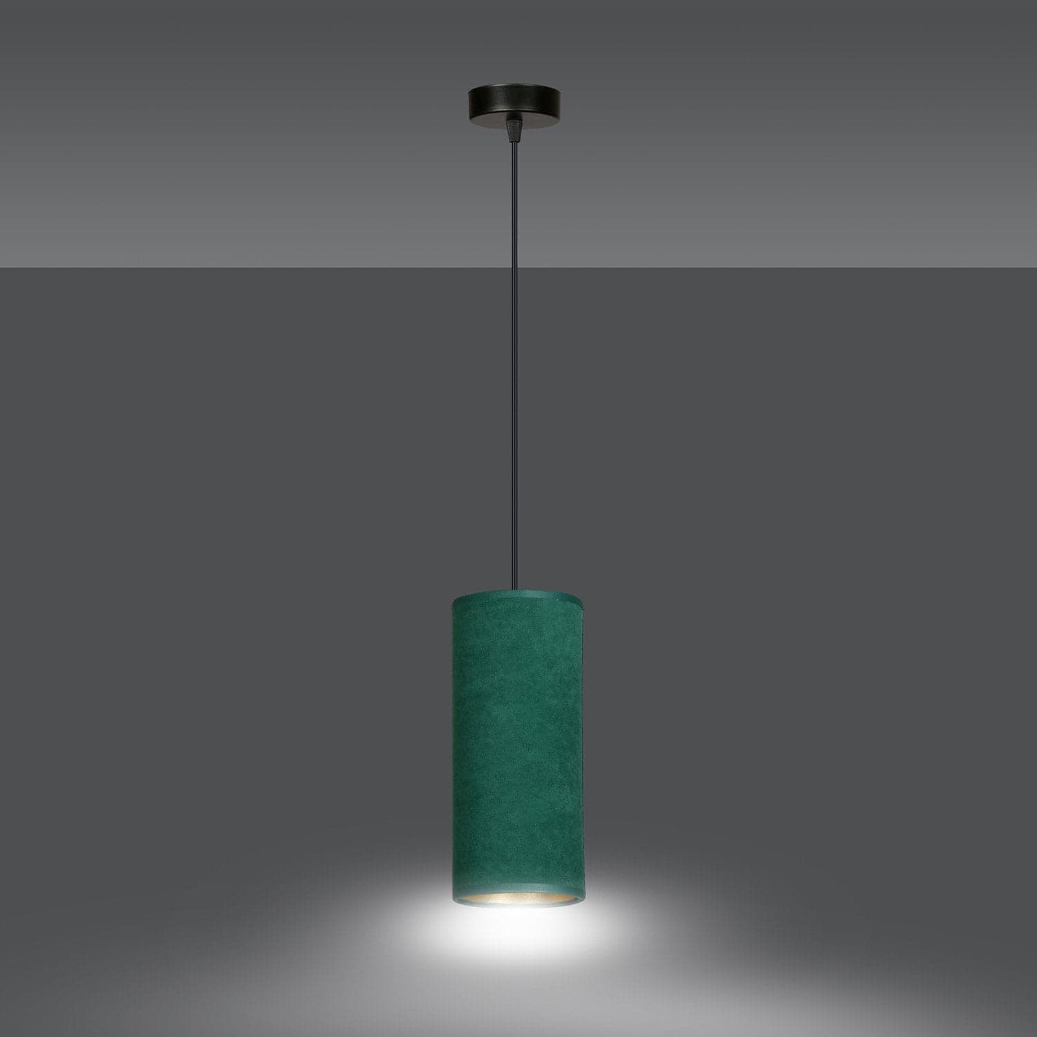 Sospensione 1 Luce Bente In Acciaio Nero E Paralume Verde E Oro in Lampade a sospensione LuceArt - Montecorvino Pugliano, commercioVirtuoso.it