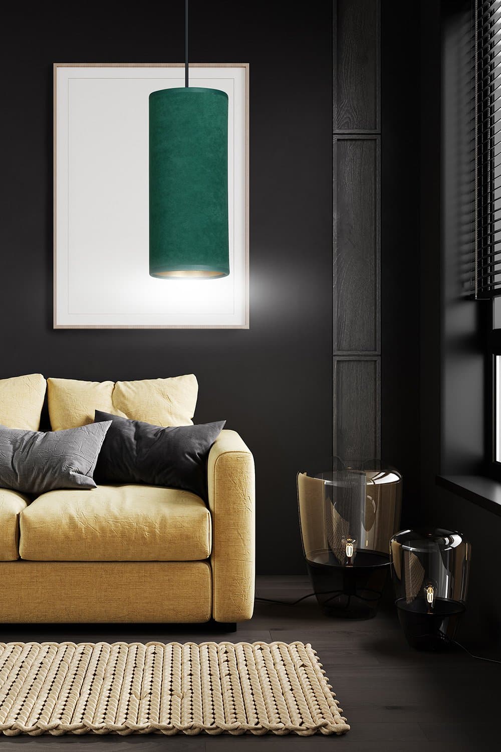 Sospensione 1 Luce Bente In Acciaio Nero E Paralume Verde E Oro in Lampade a sospensione LuceArt - Montecorvino Pugliano, commercioVirtuoso.it