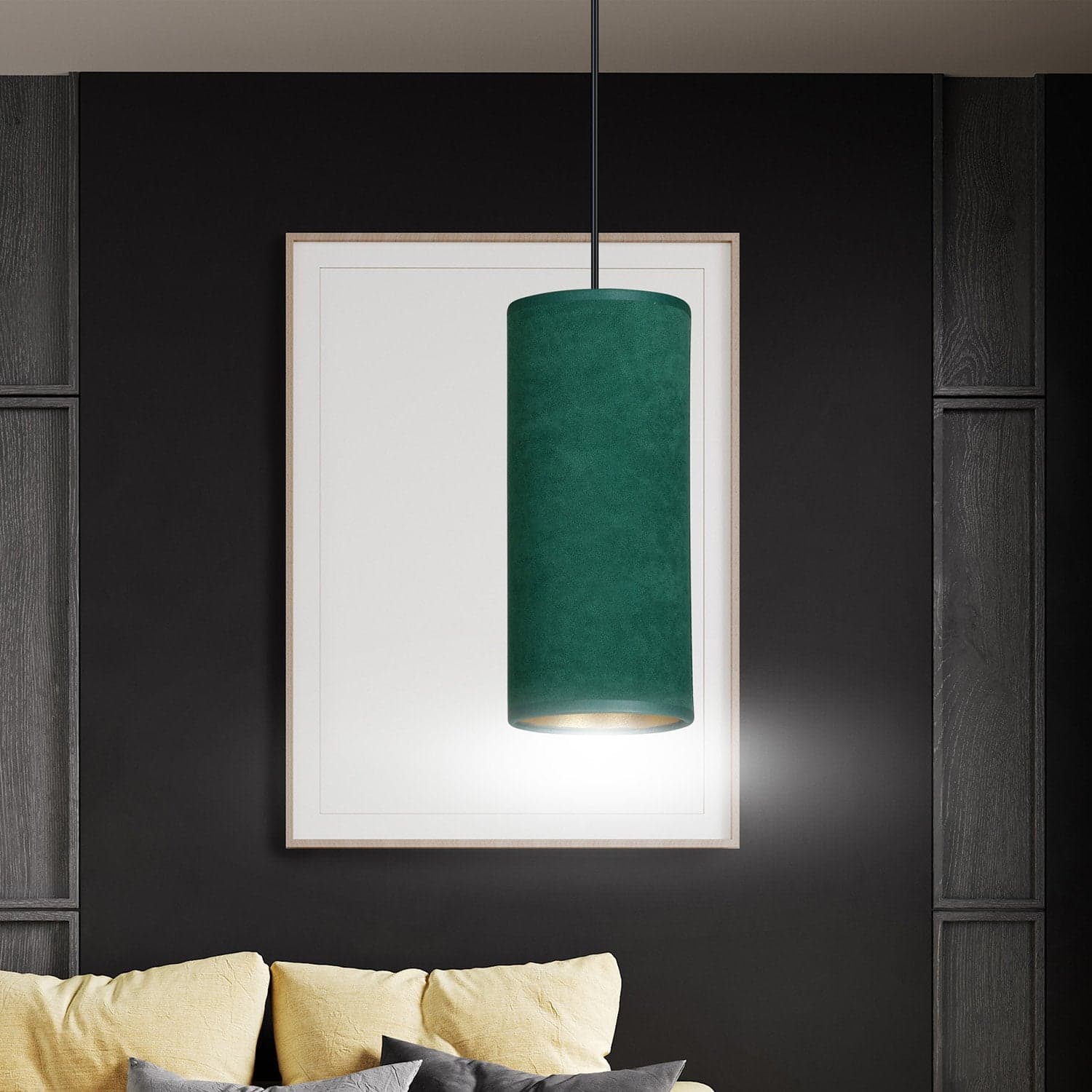 Sospensione 1 Luce Bente In Acciaio Nero E Paralume Verde E Oro in Lampade a sospensione LuceArt - Montecorvino Pugliano, commercioVirtuoso.it