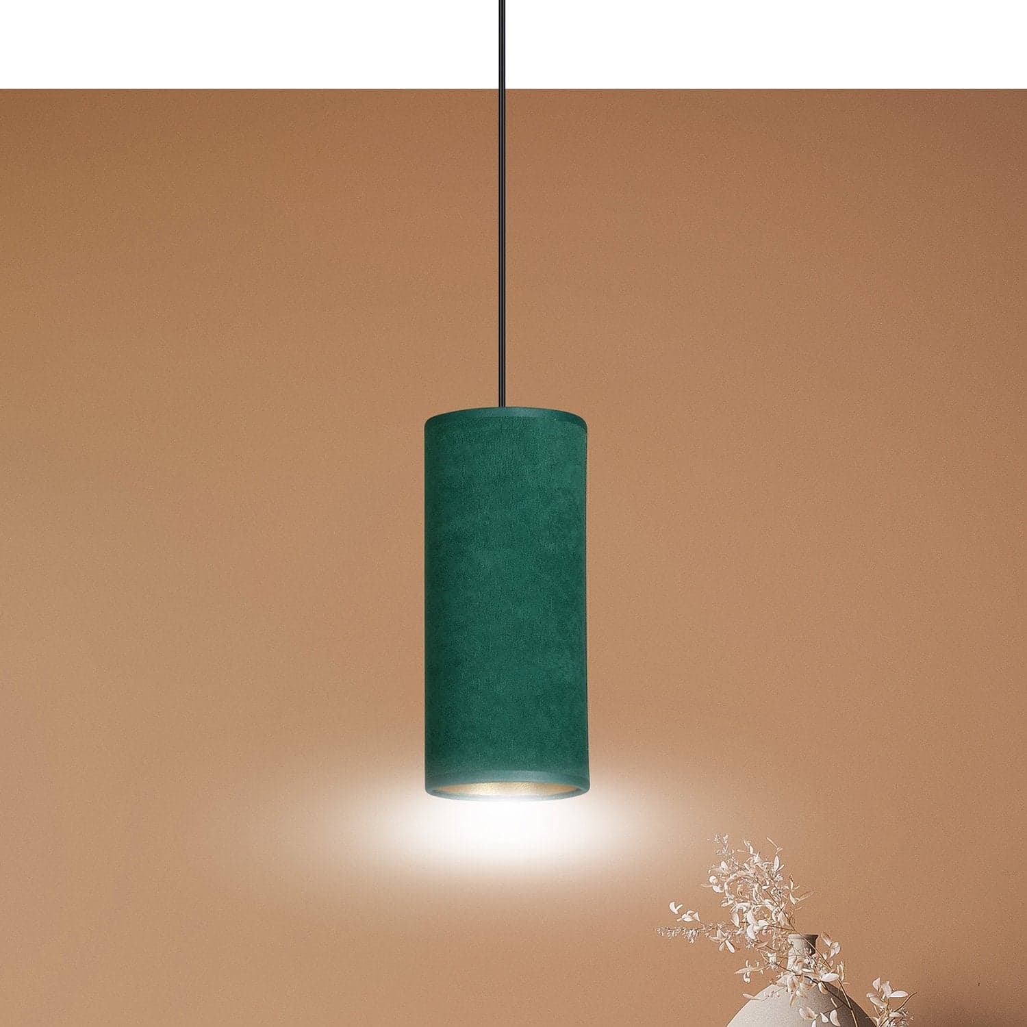 Sospensione 1 Luce Bente In Acciaio Nero E Paralume Verde E Oro in Lampade a sospensione LuceArt - Montecorvino Pugliano, commercioVirtuoso.it