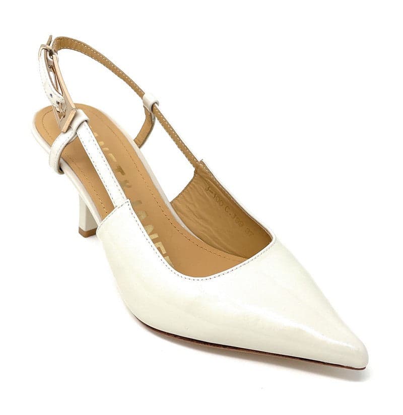 Janet & Janet slingback in pelle verniciata beige J100 BEIGE 99 in Scarpe col tacco Teresi Calzature - Marsala, commercioVirtuoso.it