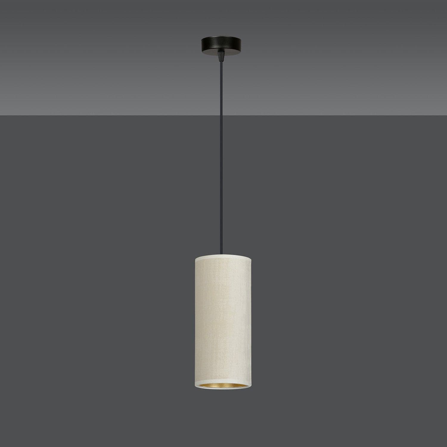 Sospensione 1 Luce Bente In Acciaio Nero E Paralume Bianco E Oro in Lampade a sospensione LuceArt - Montecorvino Pugliano, commercioVirtuoso.it